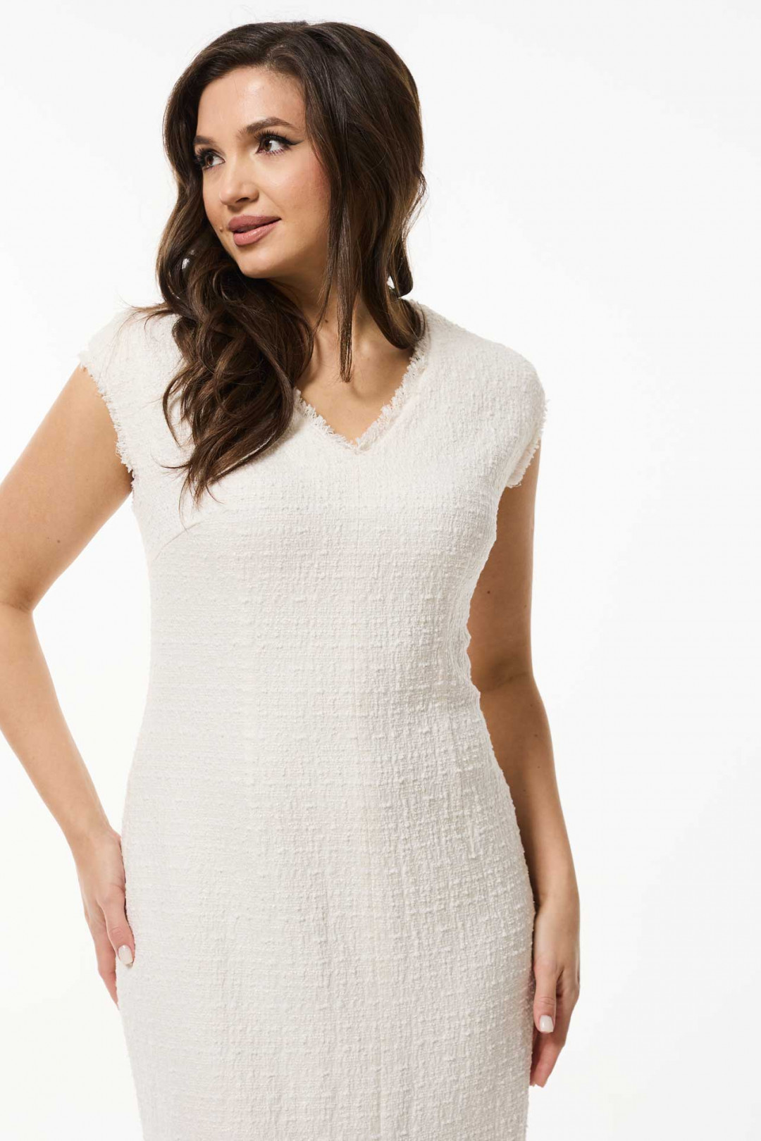 Платье MisLana 1073 белый с кремовым
