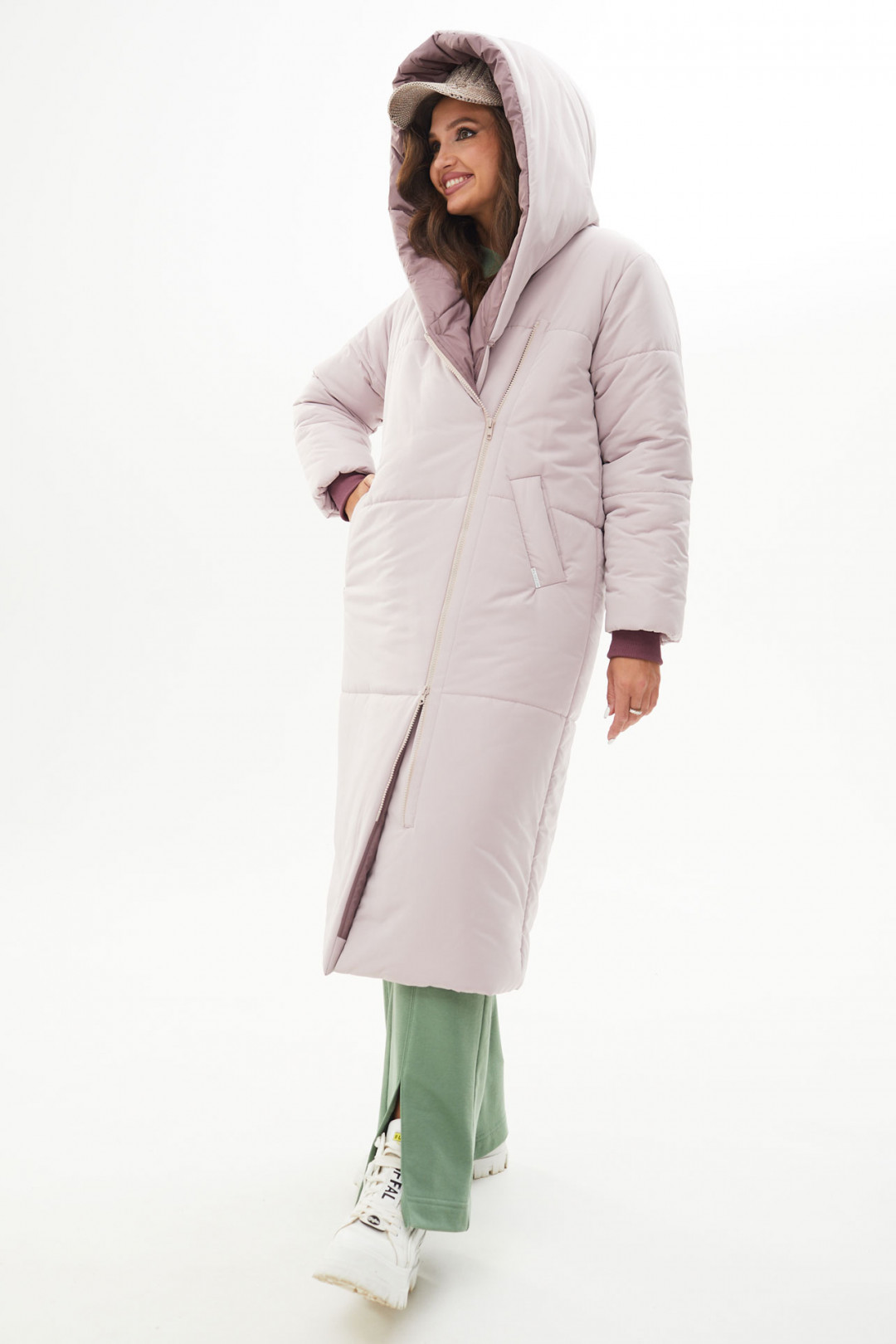 Пальто MisLana С846/1 розовая дымка