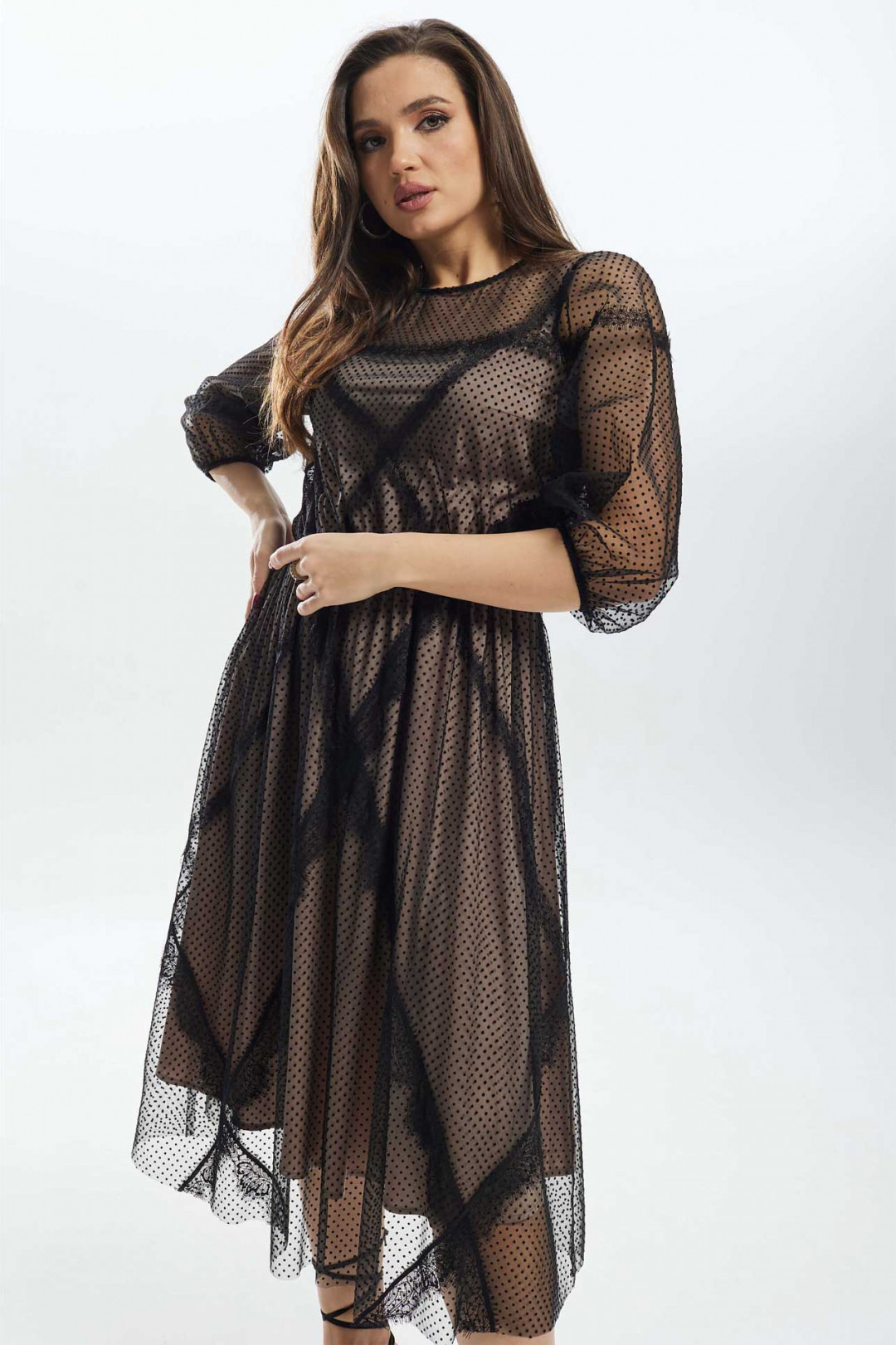 Платье MisLana С908 черный ( сетка)