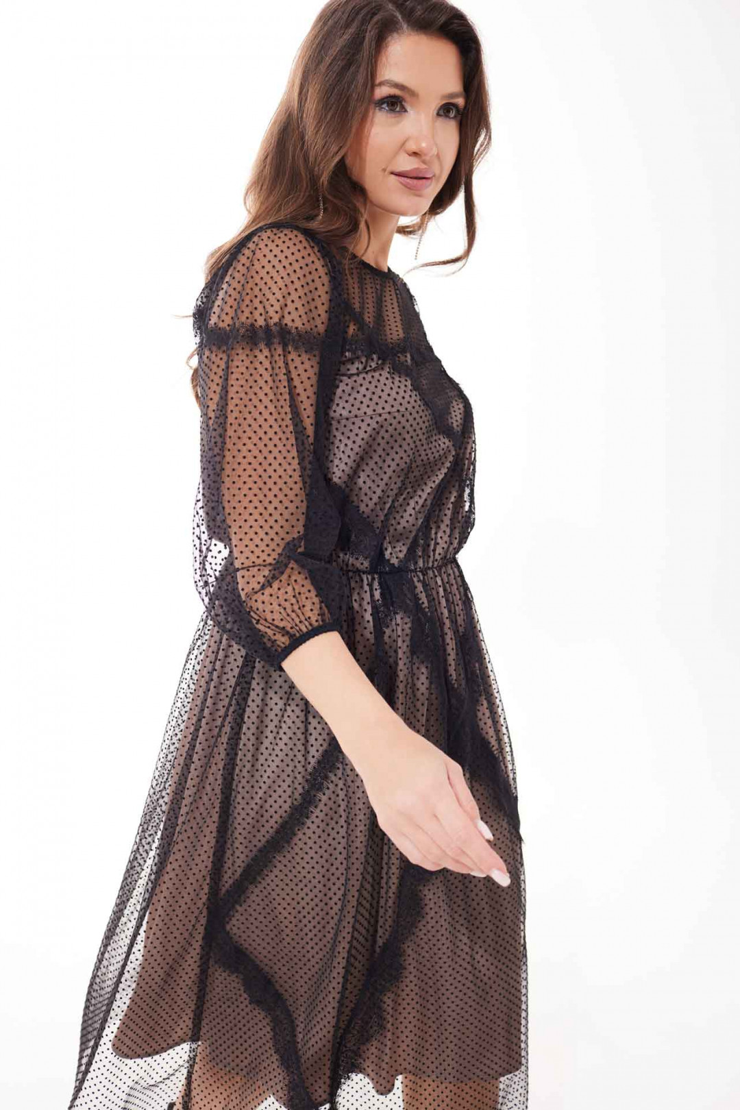 Платье MisLana С908 черный ( сетка)