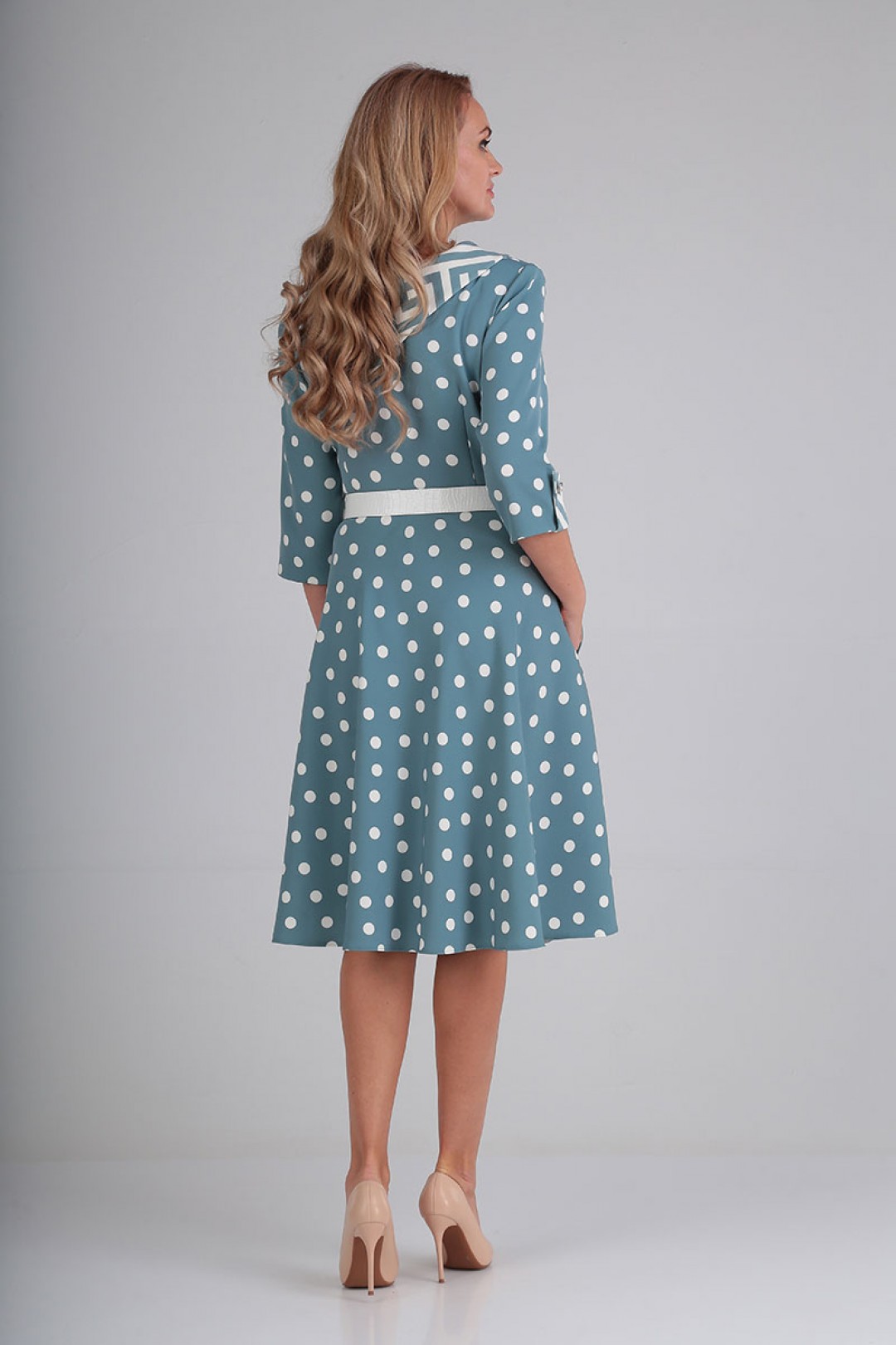 Платье Мода-Версаль 2181 голубой горох