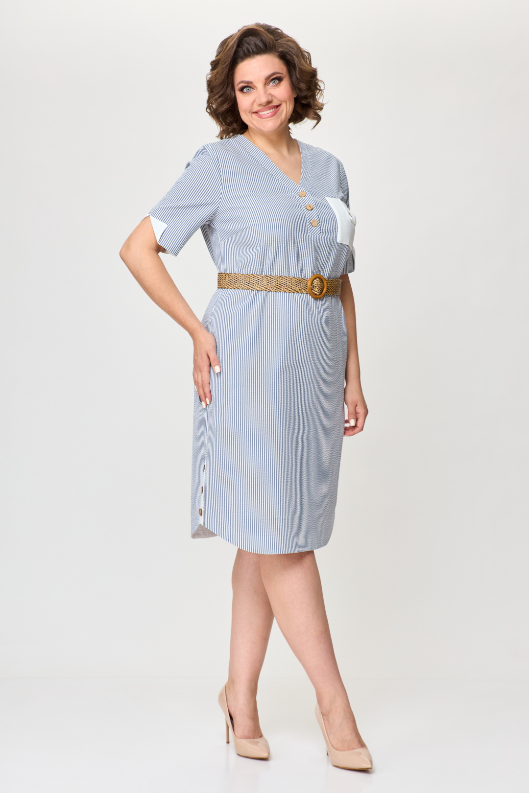 Платье Мода-Версаль 2393 бело-голубой