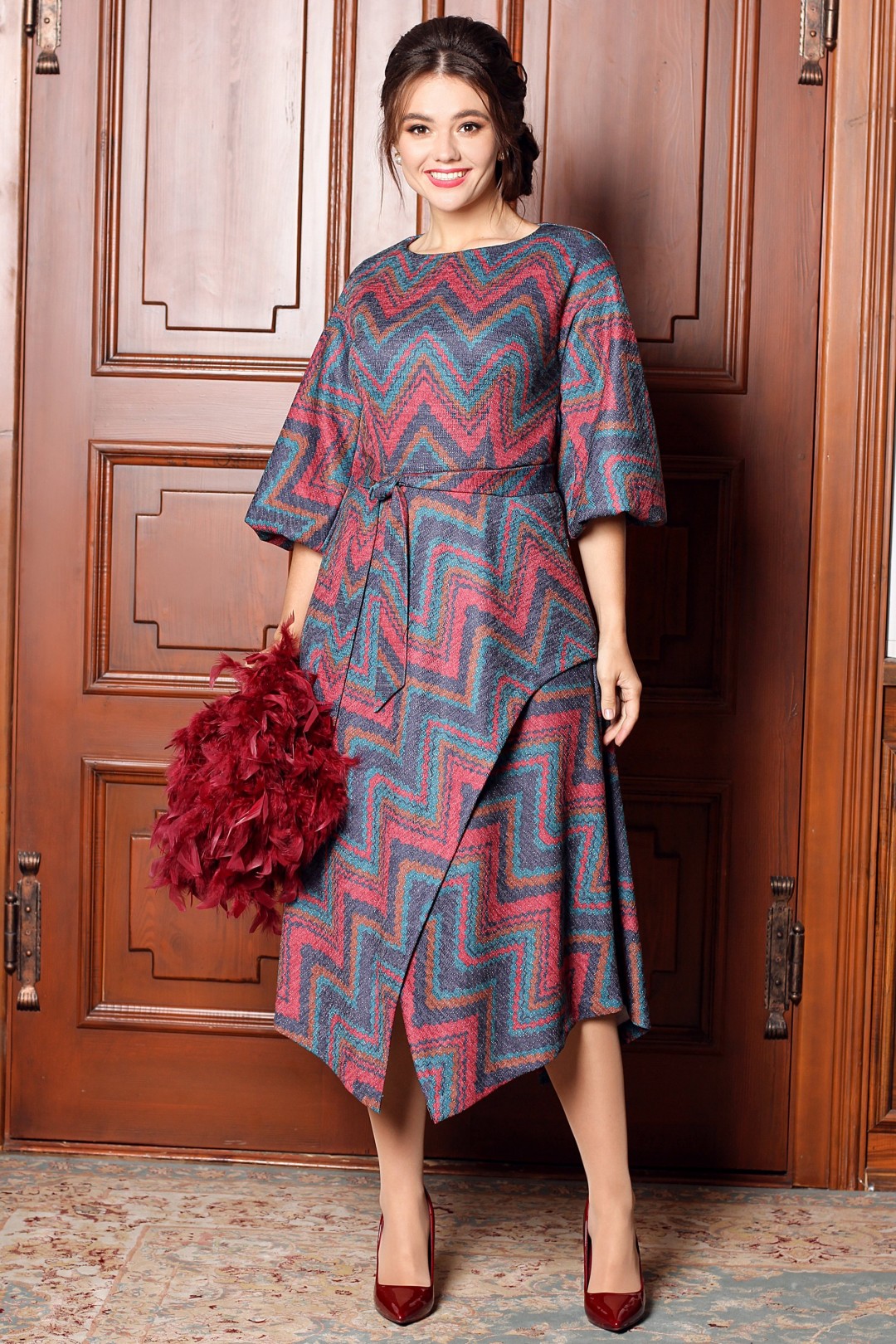 Платье Мода-Юрс 2539 бордо/коричневый