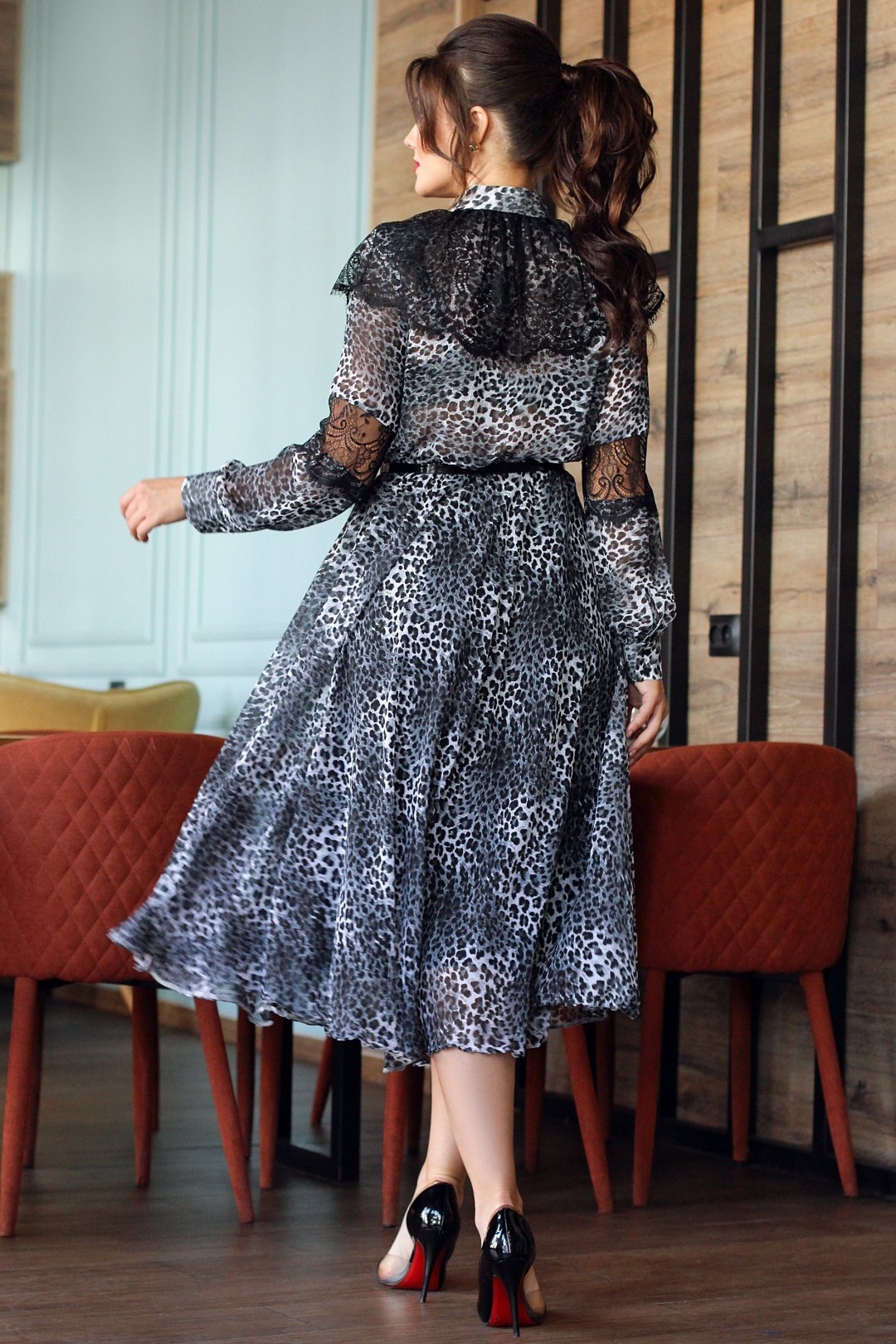 Платье Мода-Юрс 2544 серый леопард