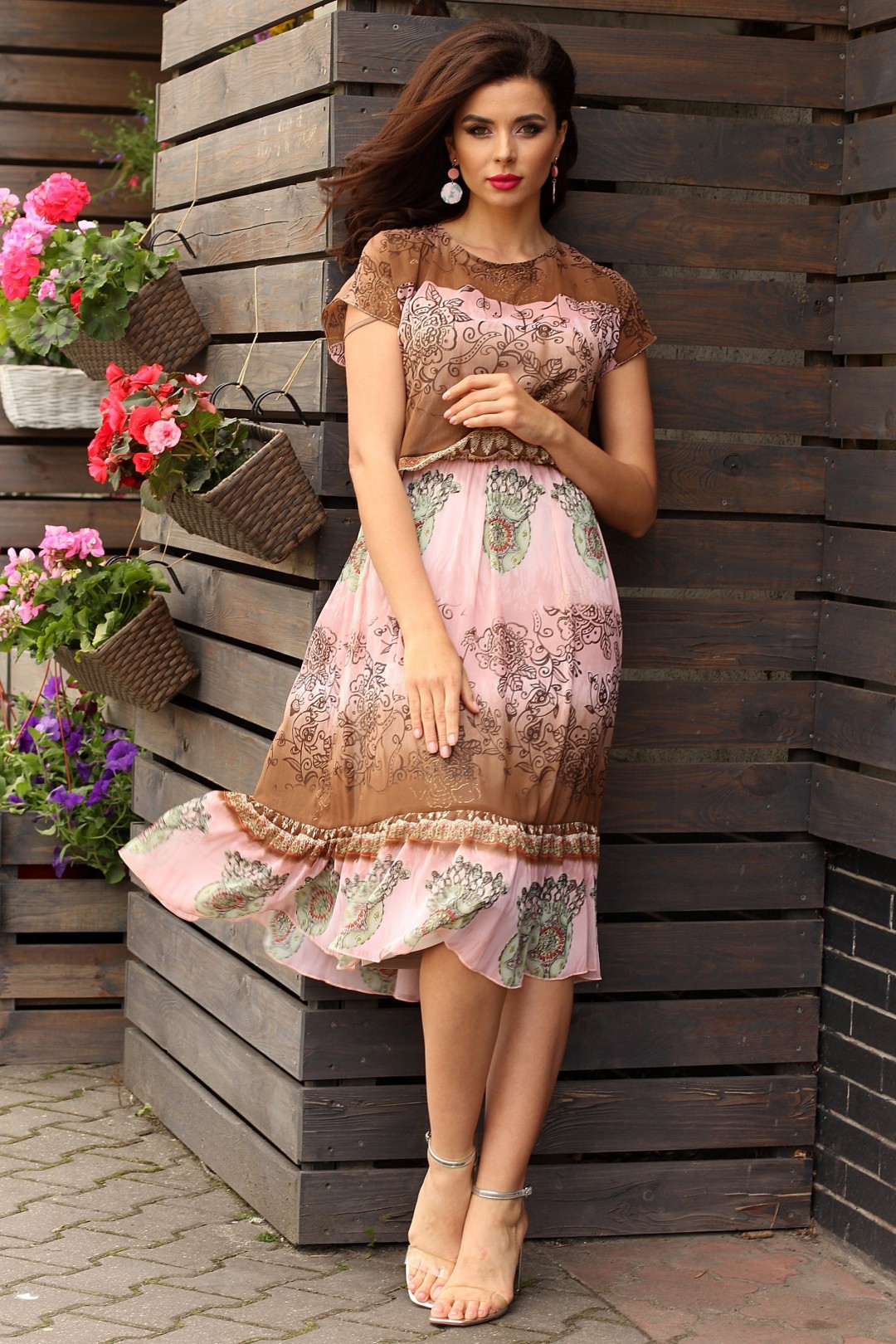 Платье Мода-Юрс 2557 розовый,коричневый