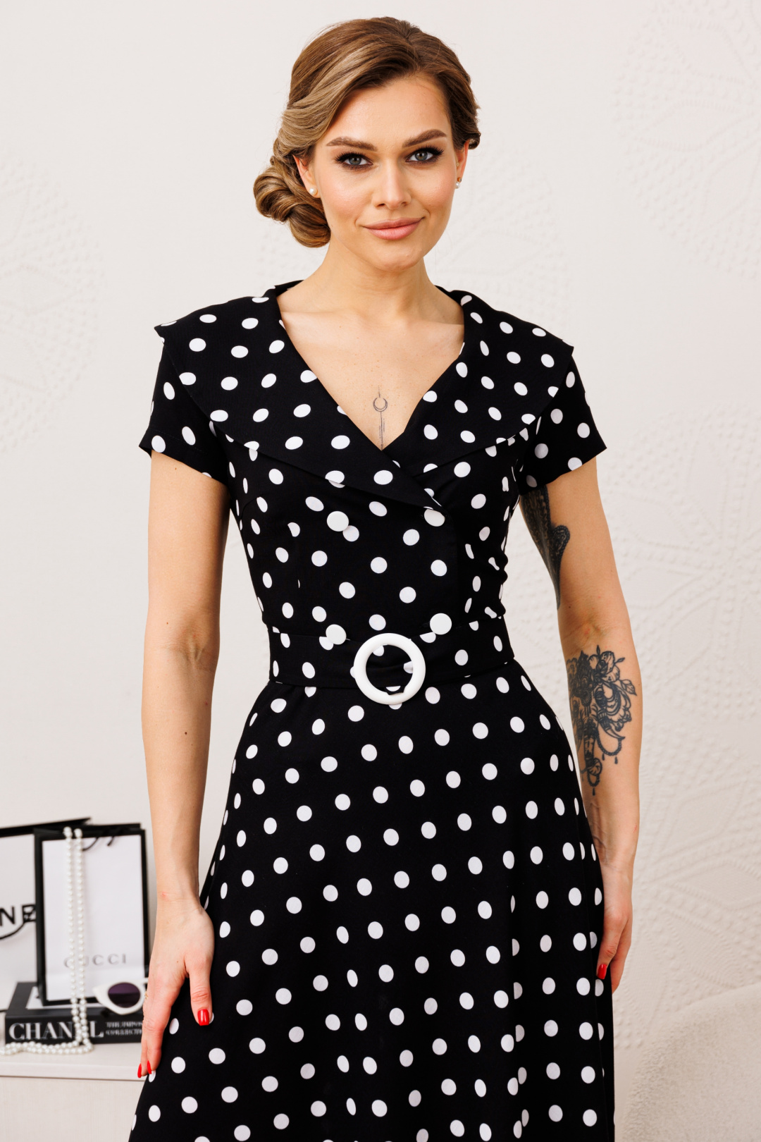 Платье Мода-Юрс 2690-0 черный горох