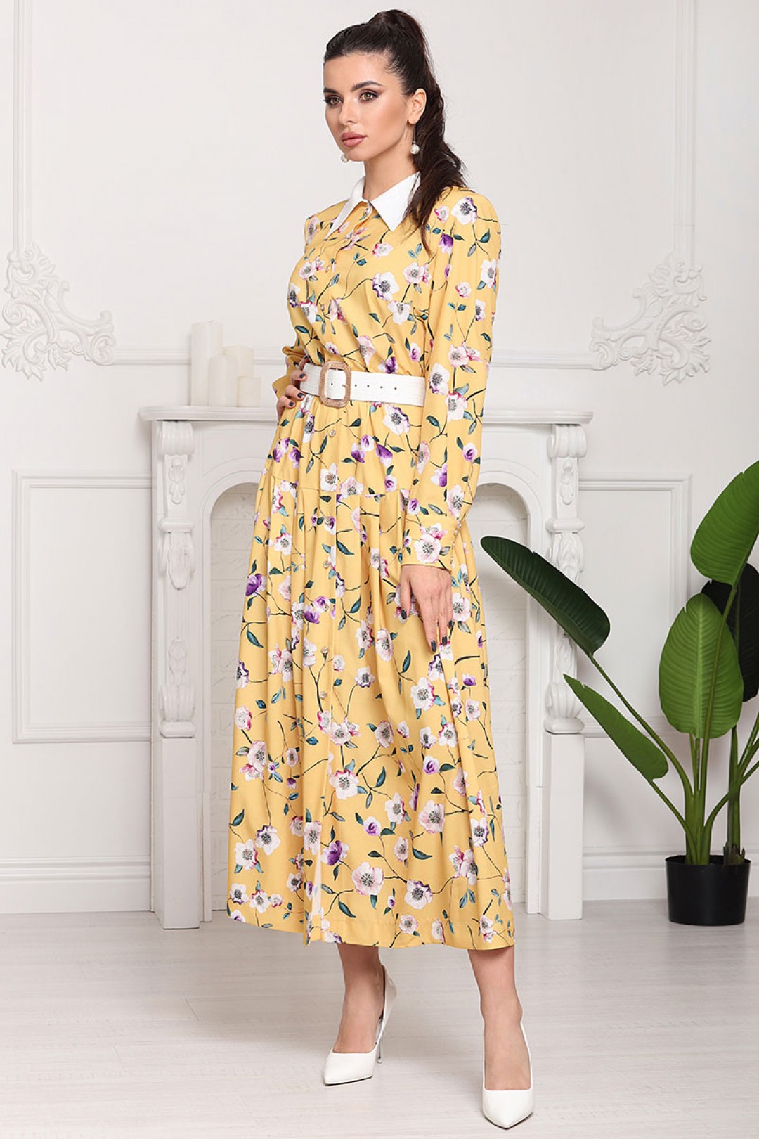 Платье Мода-Юрс 2692 жёлтый, цветы
