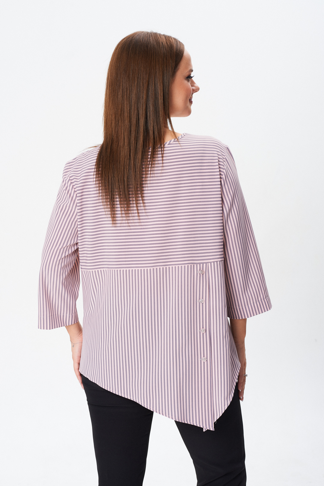 Блуза MODEMA 769-2 розово-серая полоска - фото 4
