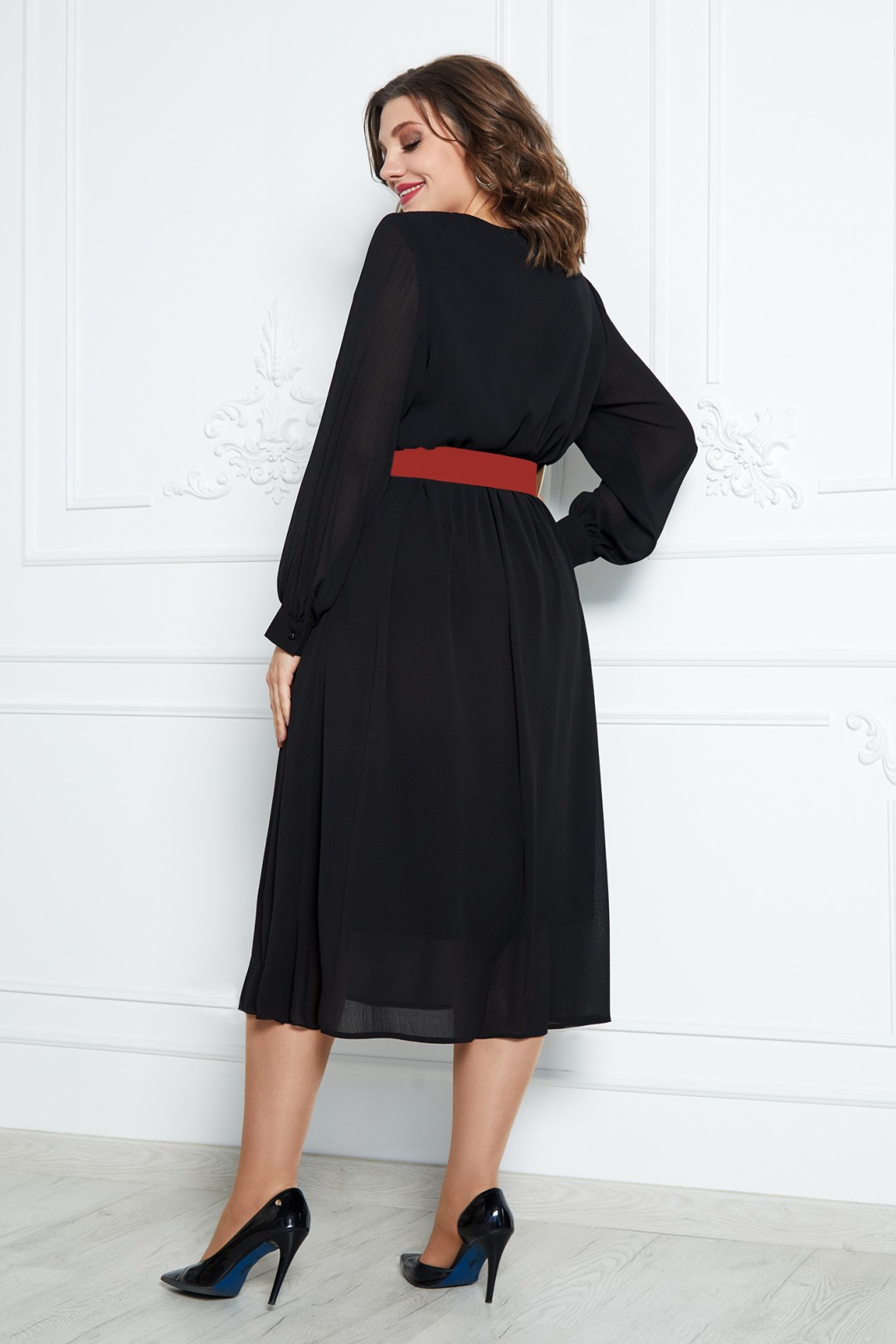 Платье Мублиз 625 черный (с красным ремнем)