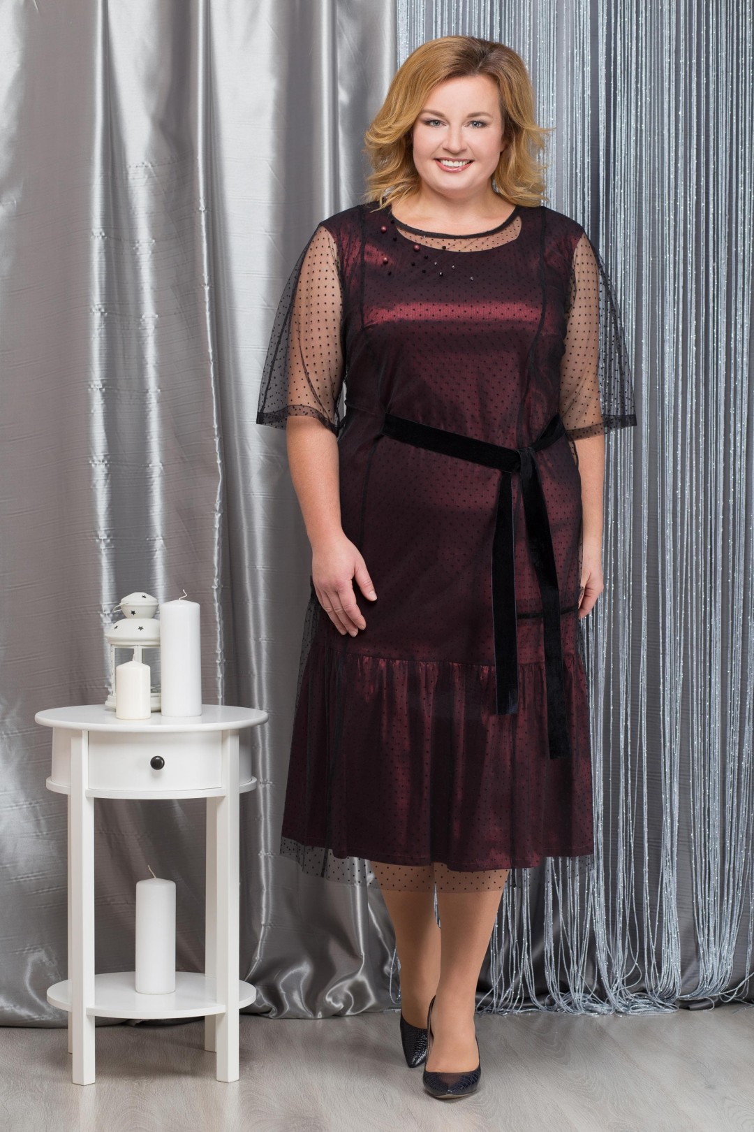 Платье Надин-Н 1581-2 черный +бордо