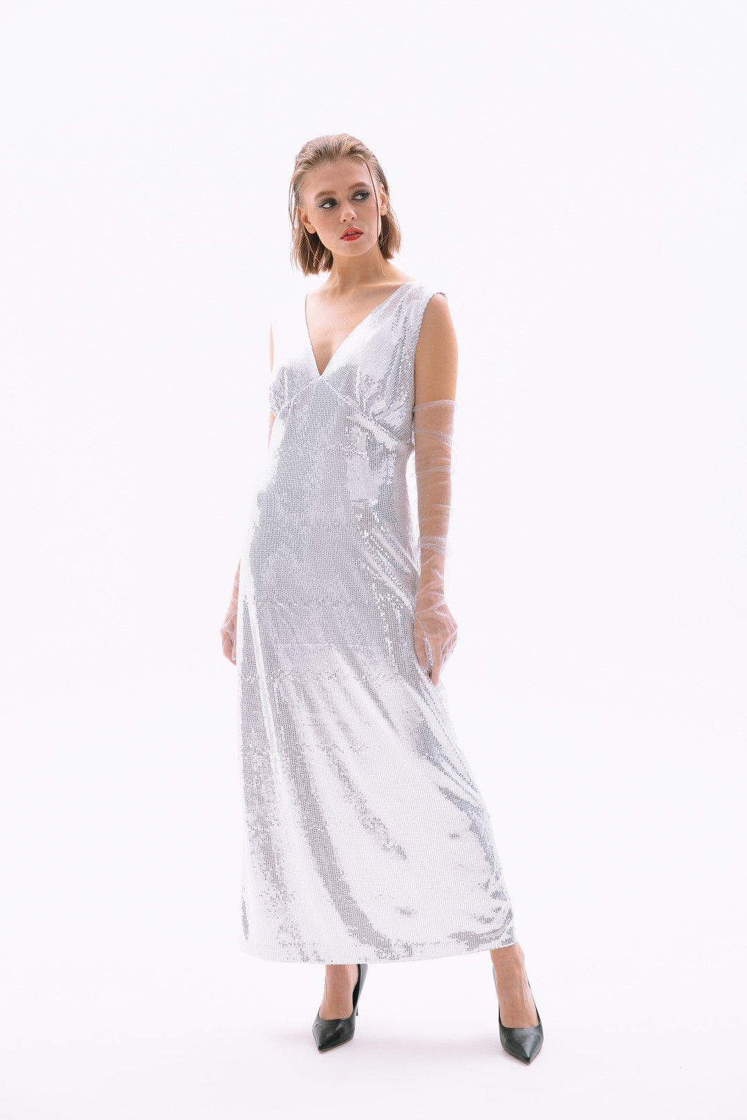 Платье NikVa Н410-2 серебро