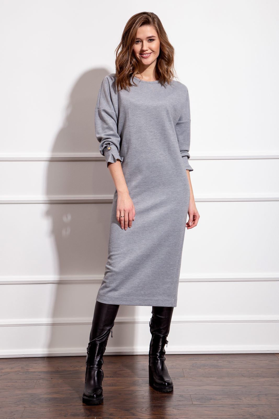 Платье Nova Line 50185 серый меланж