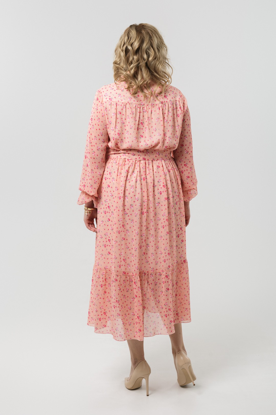 Платье Pretty 1973 персиковый с цветочным принтом