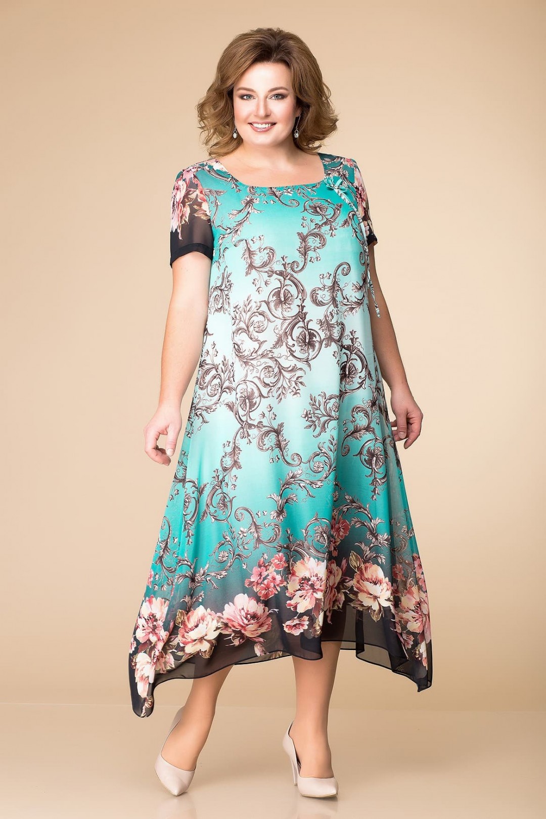 Платье Romanovich Style 1-1332 бирюзовые вензеля