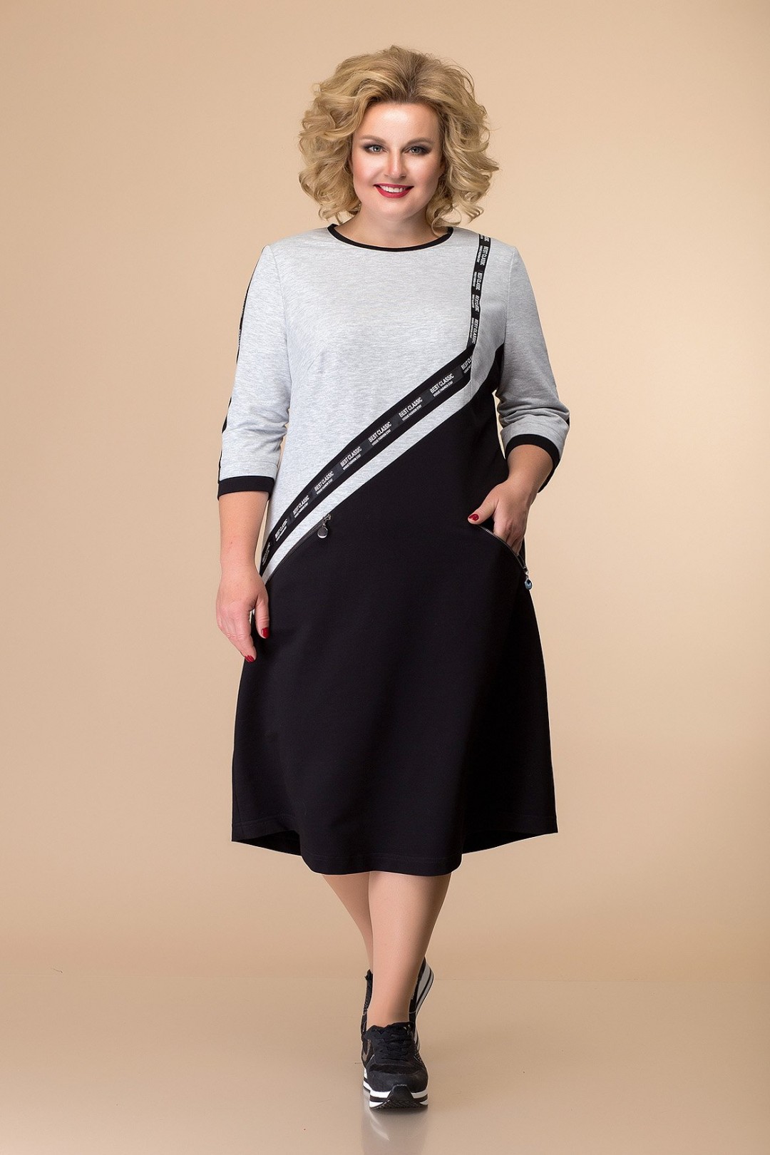 Платье Romanovich Style  1-2035 черный/серый