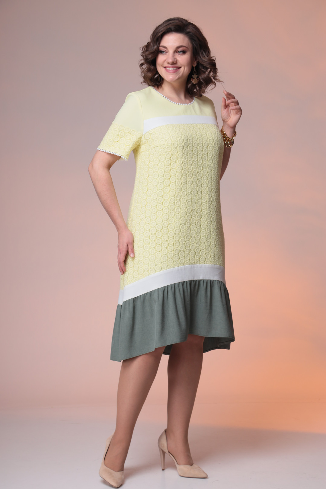 Платье Romanovich Style 1-2367 желтый\хаки