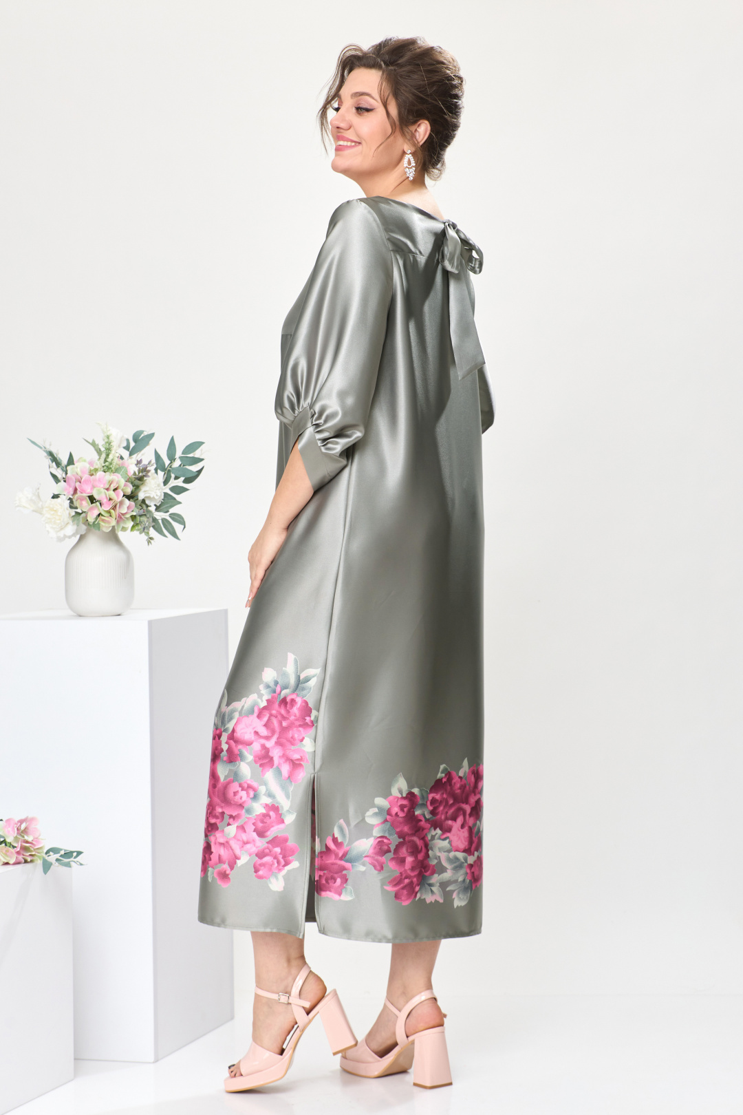 Платье Romanovich Style 1-2442 серый/цветы