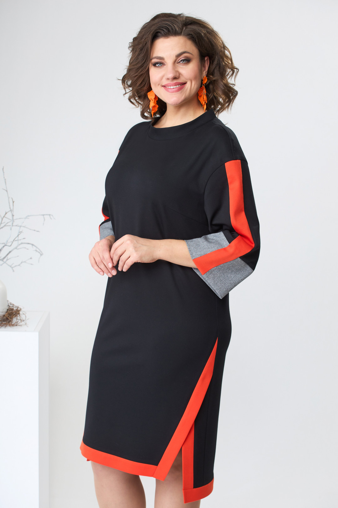 Платье Romanovich Style 1-2465 чёрный/оранжевый