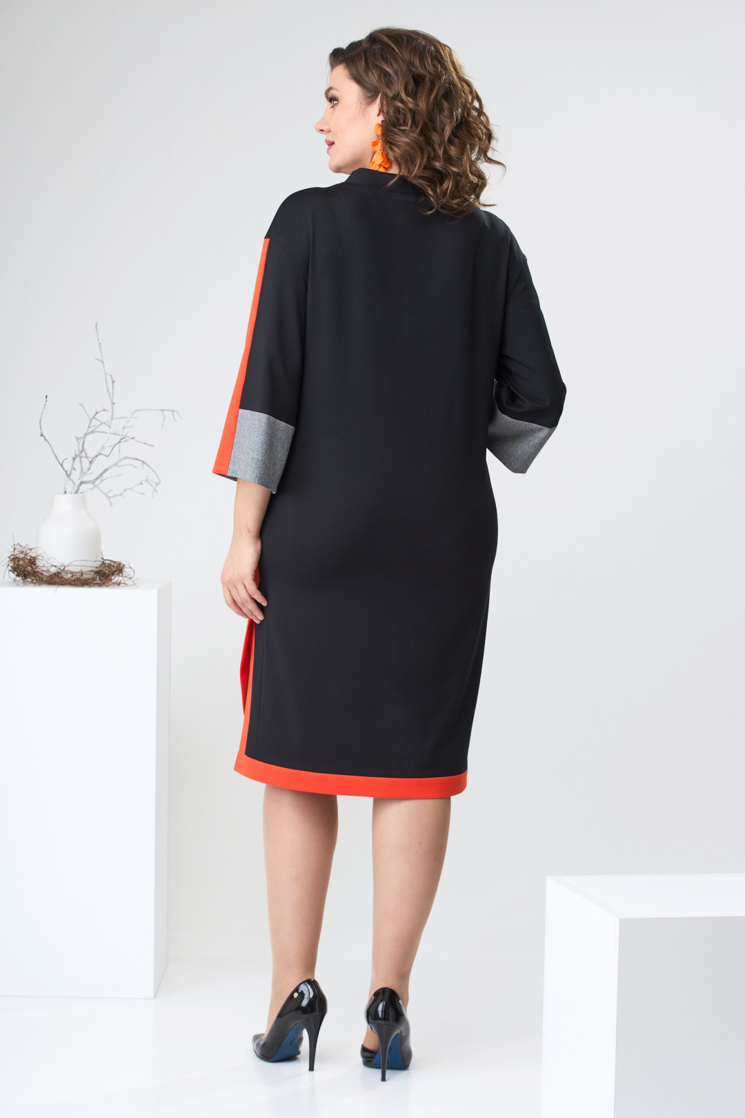 Платье Romanovich Style 1-2465 чёрный/оранжевый