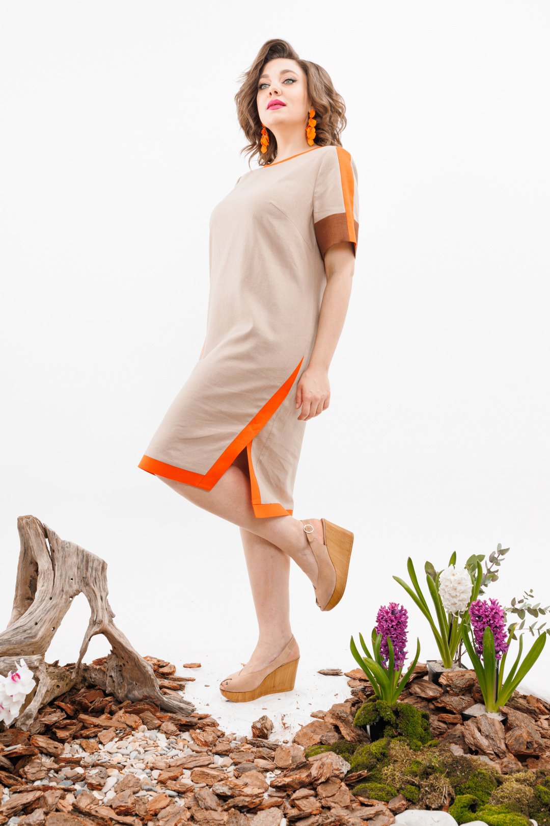 Платье Romanovich Style 1-2519 бежевый-оранжевый