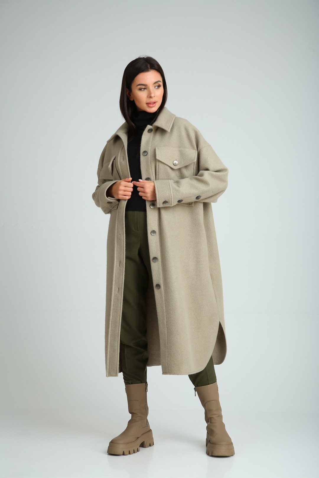 Пальто SandyNa 130601 оливковый