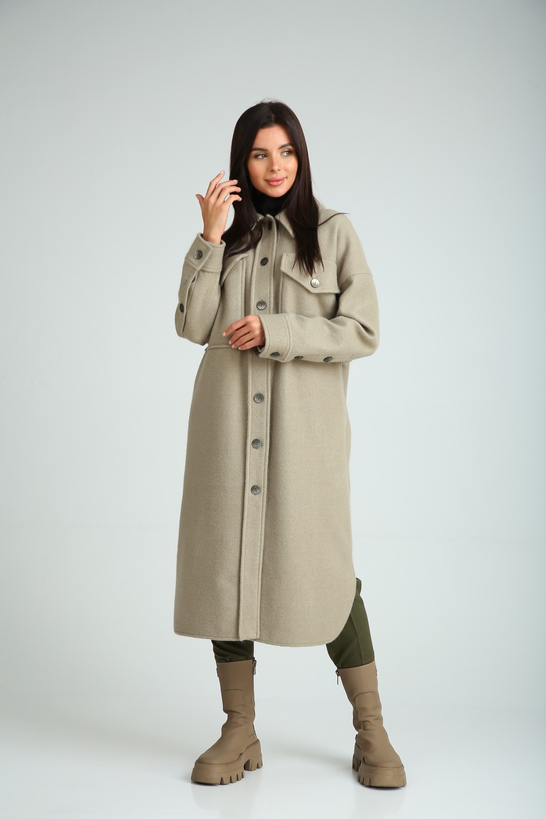 Пальто SandyNa 130601 оливковый