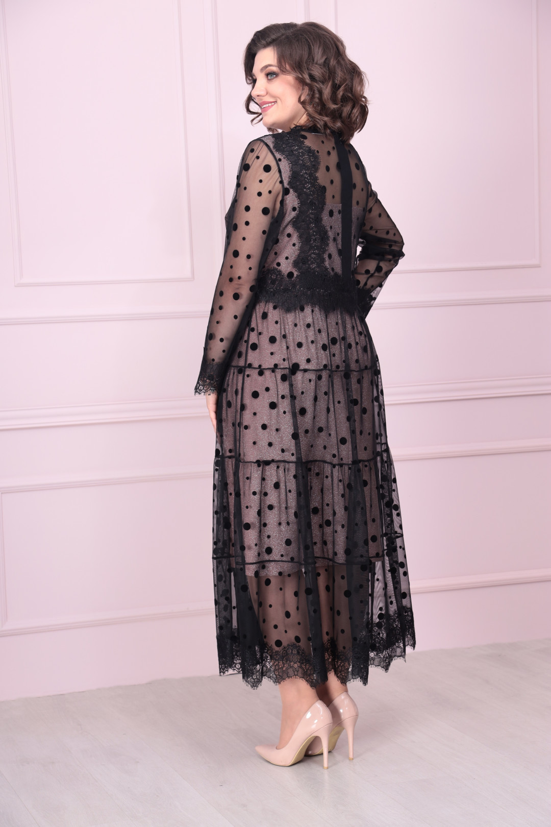 Платье Solomea Lux 884-1 черный с розовым