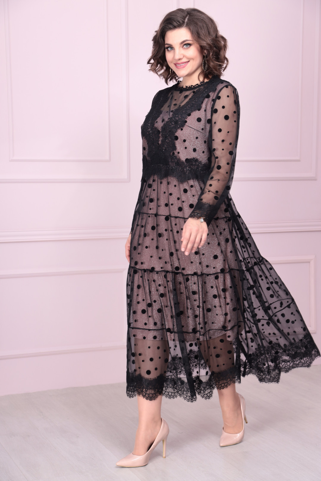 Платье Solomea Lux 884-1 черный с розовым
