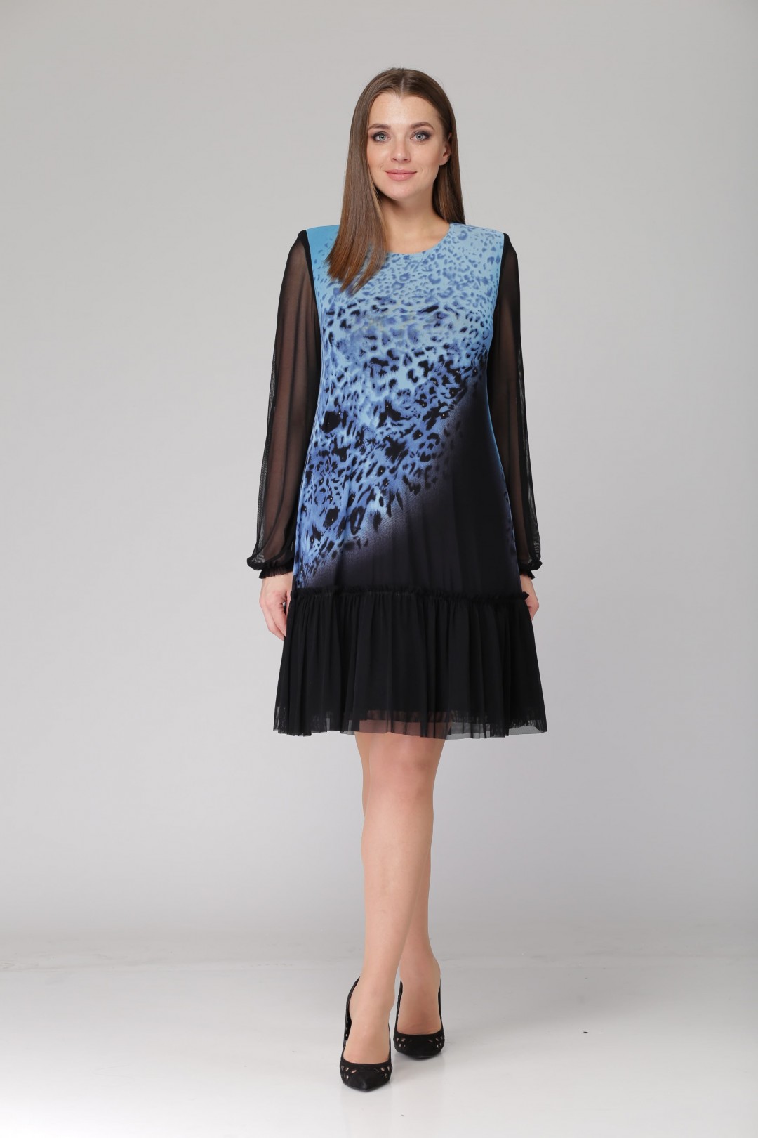Платье Светлана-Стиль 1054 голубой+черный