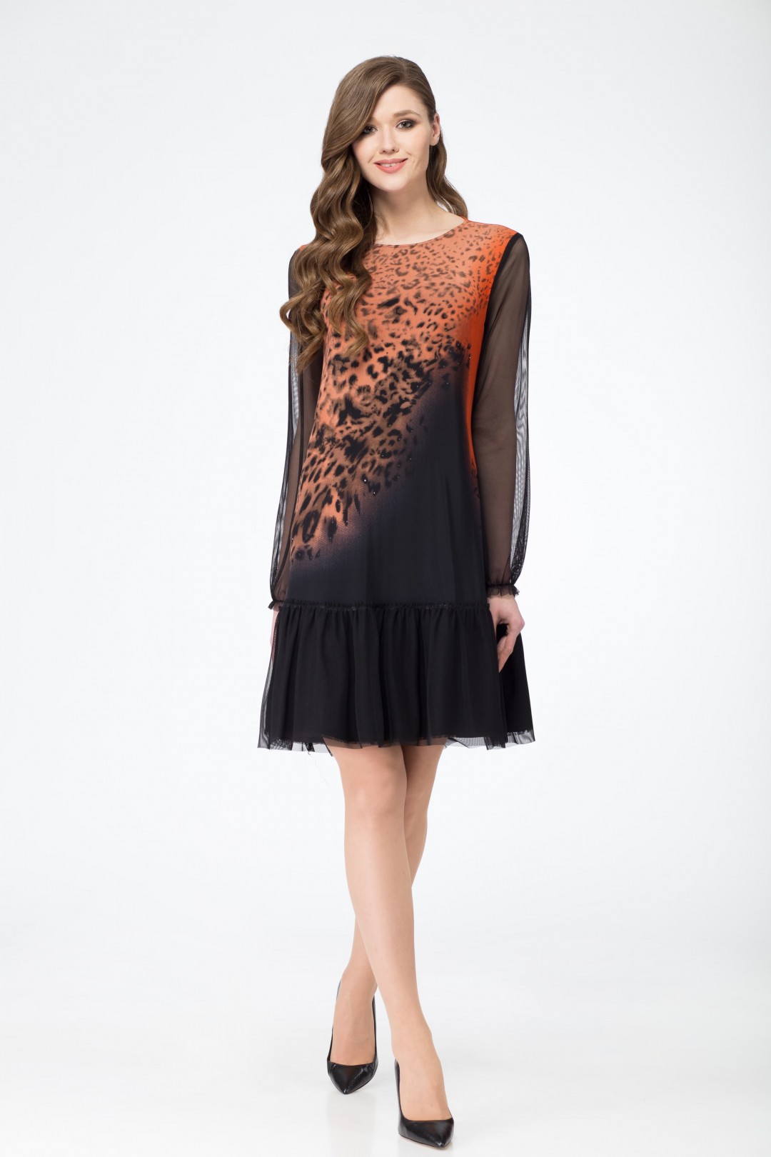 Платье Светлана-Стиль 1054 оранжевый+черный