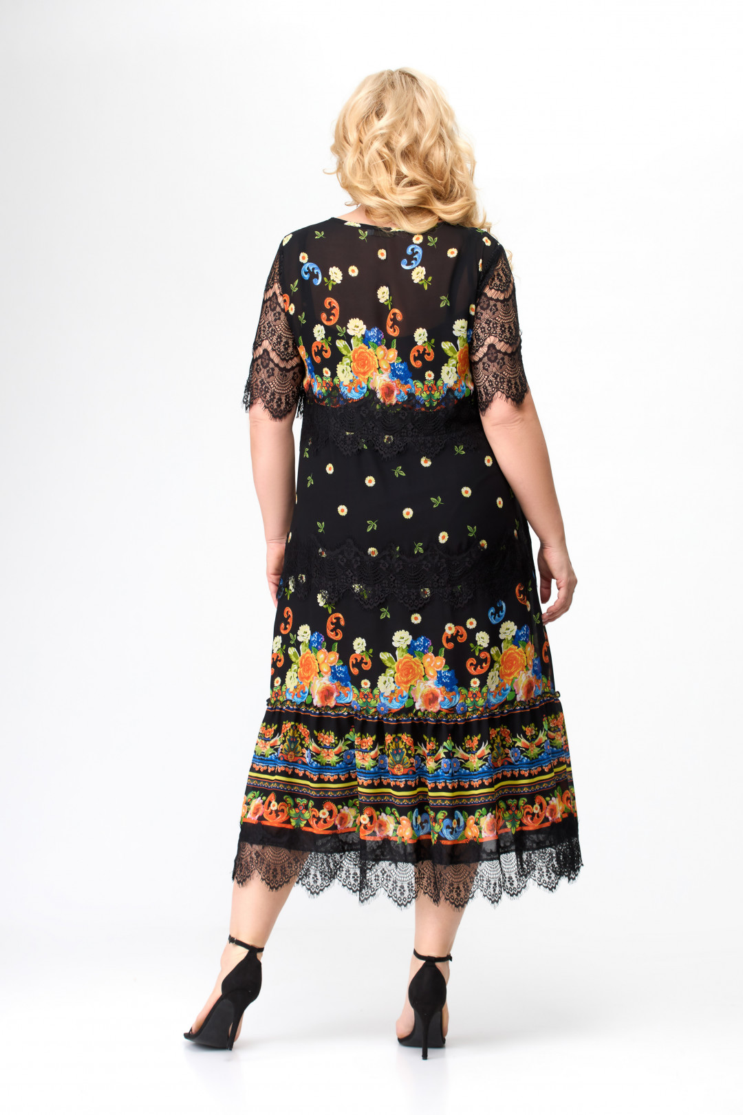 Платье Светлана-Стиль 1505 черный+узор