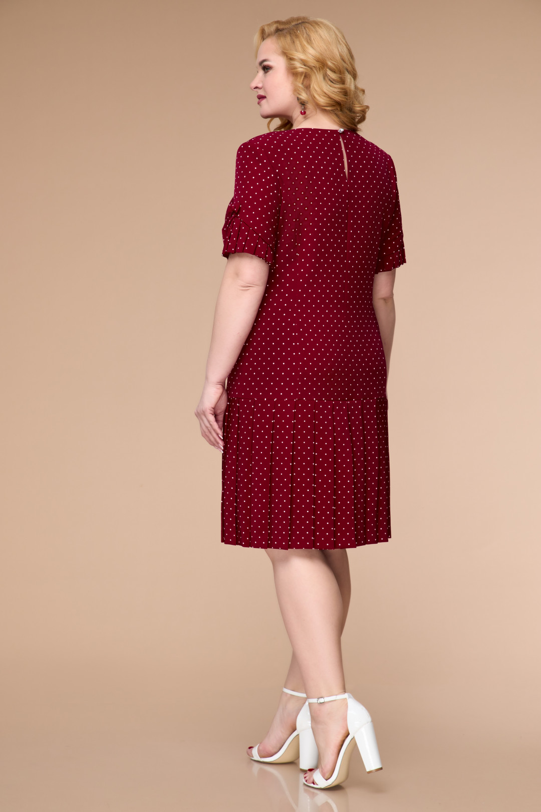 Платье Светлана-Стиль 1625 бордовый горох