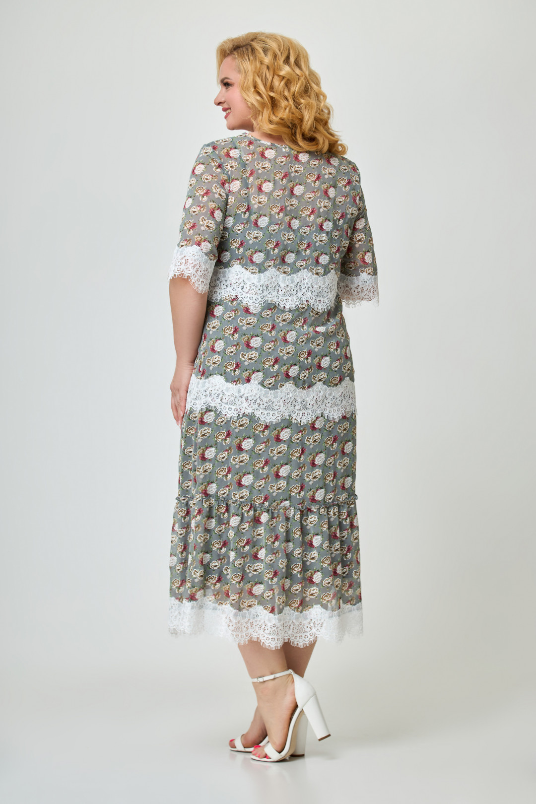 Платье Светлана-Стиль 1644 серый+розы
