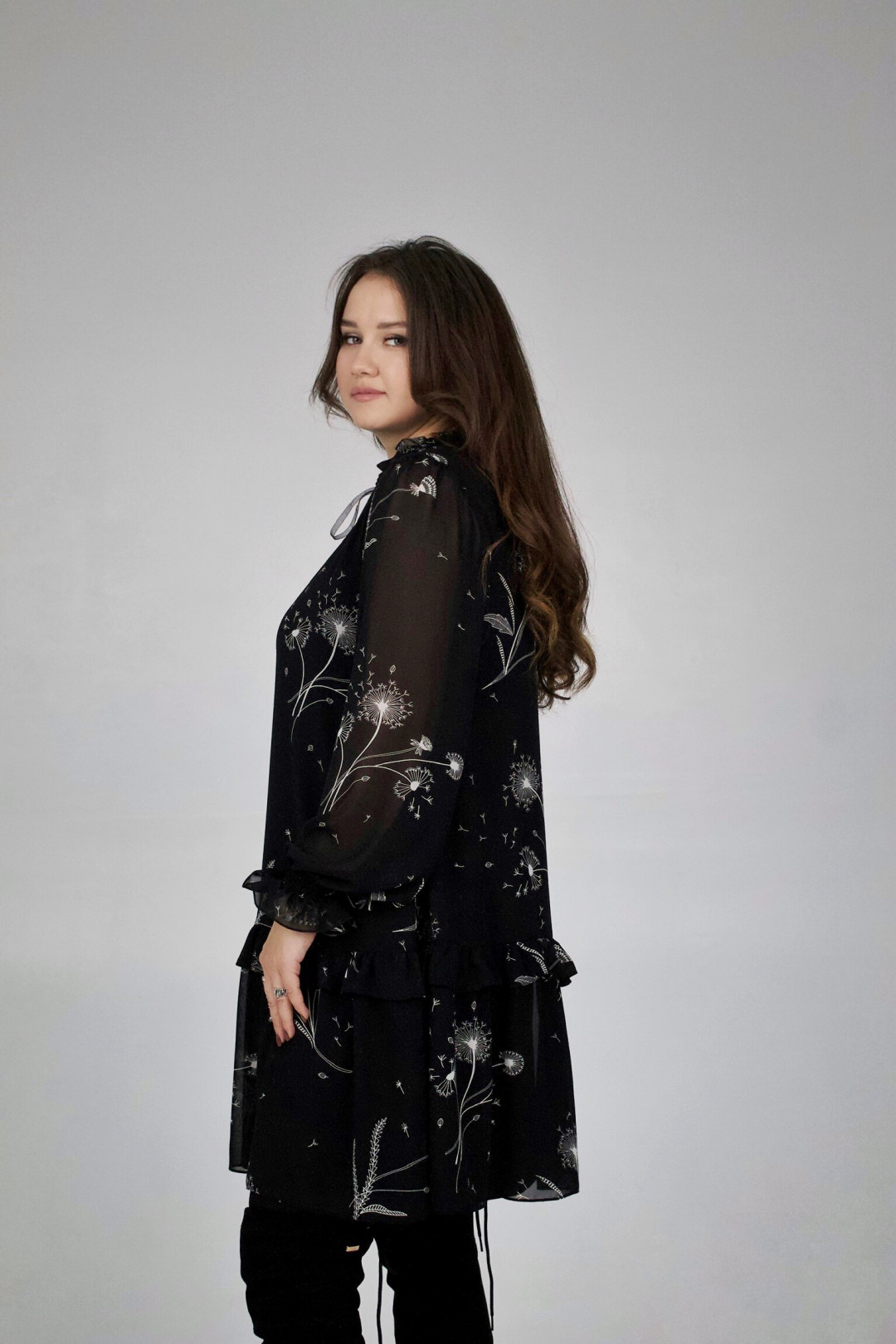 Платье Светлана-Стиль 1696 черный+цветы