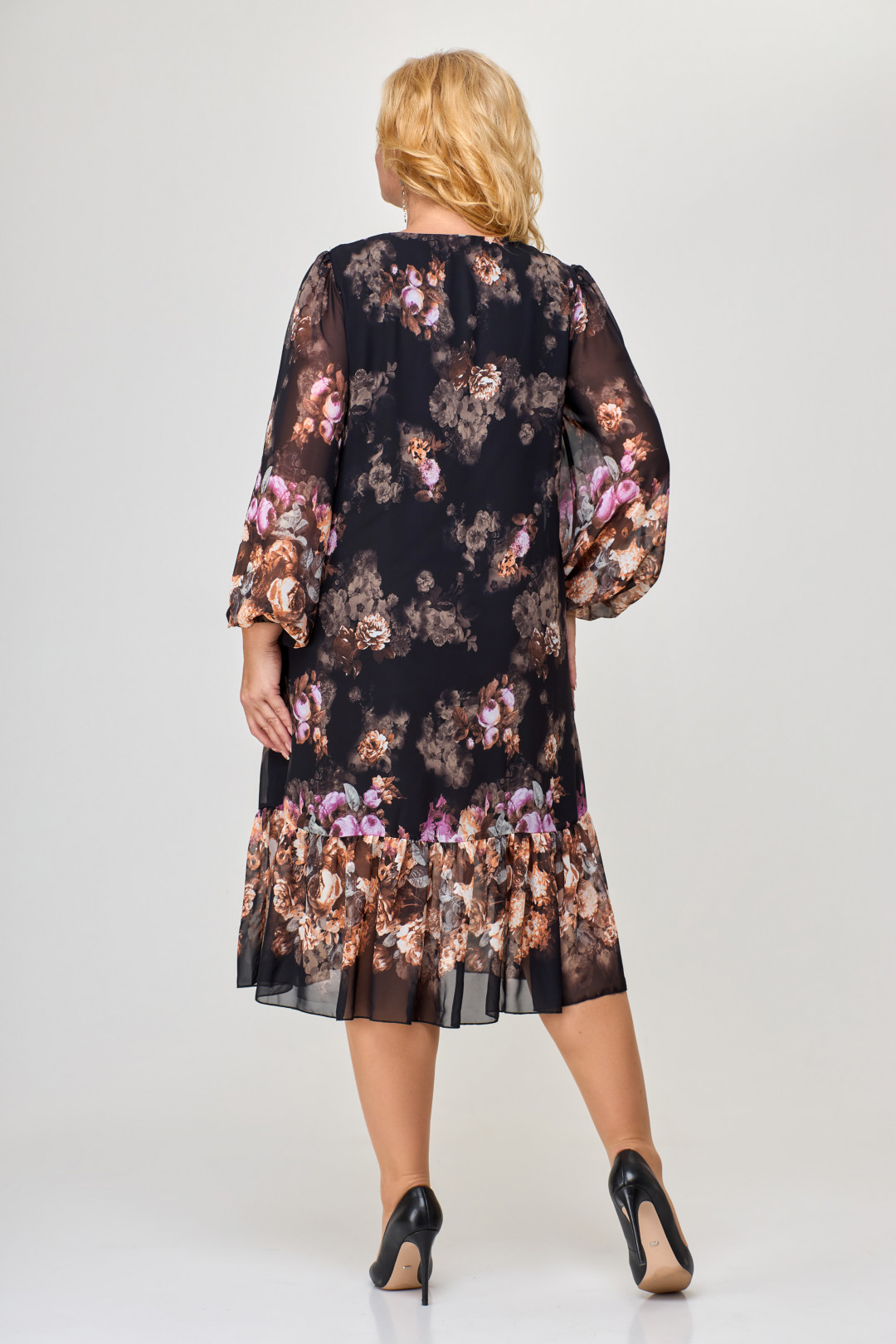 Платье Светлана-Стиль 1754 черный+цветы