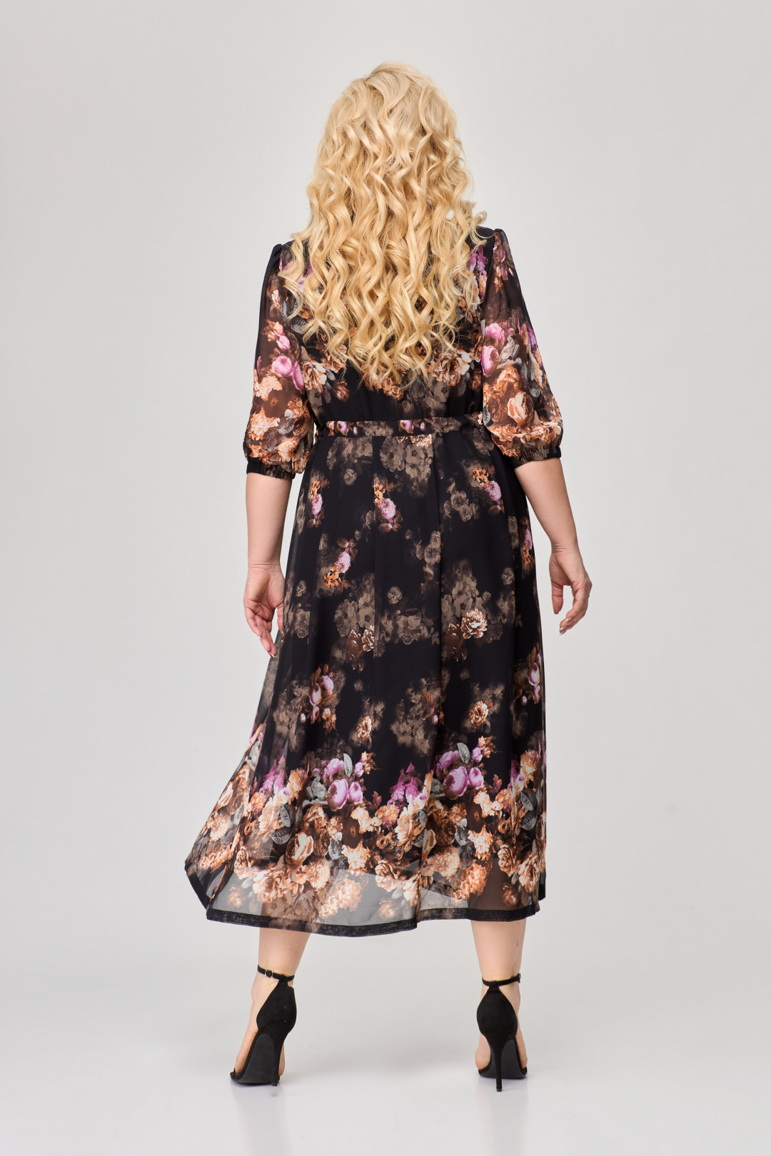Платье Светлана-Стиль 1778 черный+цветы