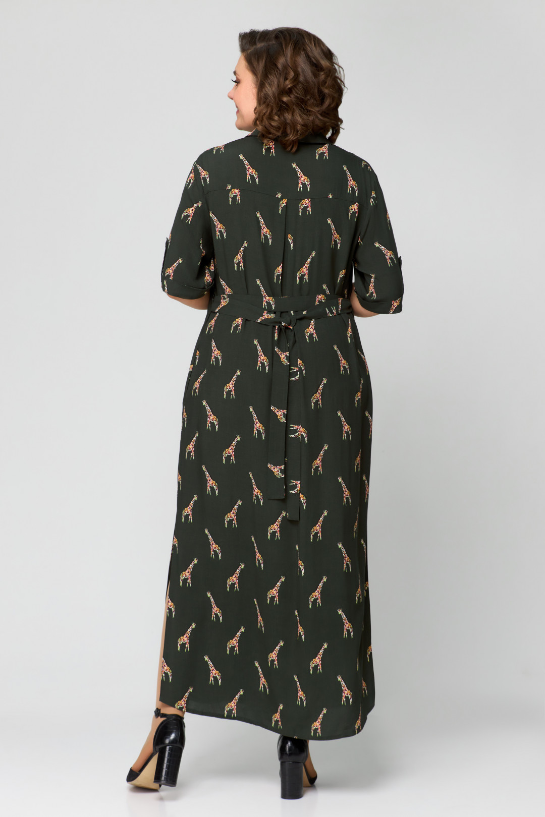 Платье Светлана-Стиль 1930 олива+принт