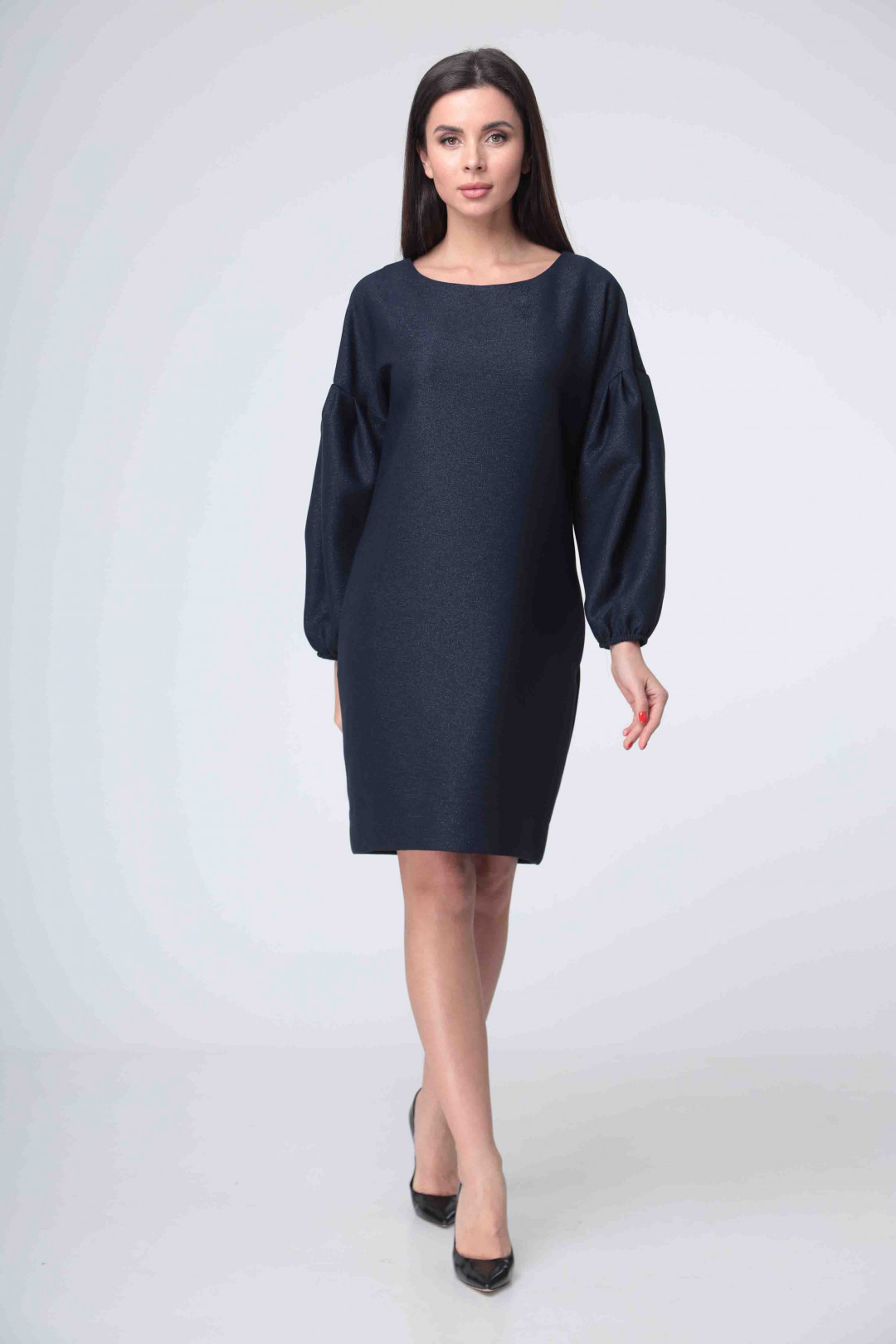 Платье Talia Fashion 376 темно-синий с люрексовой ниткой