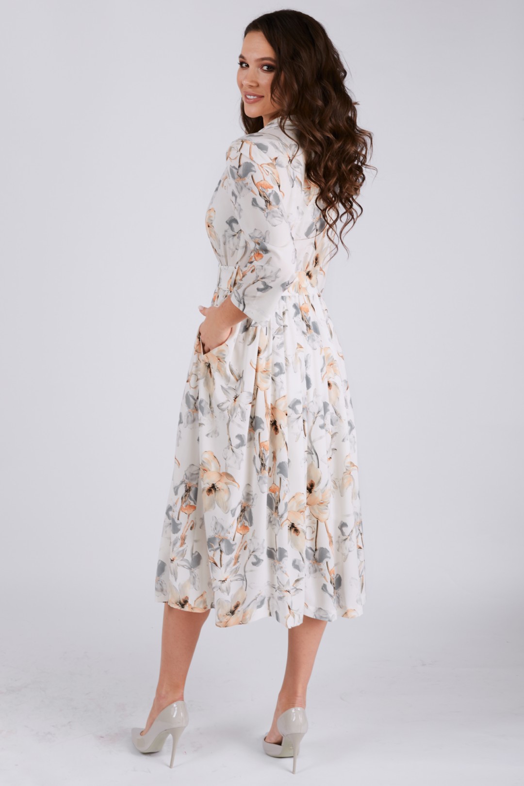 Платье ТЭФФИ-стиль 1425/оранжевые лилии