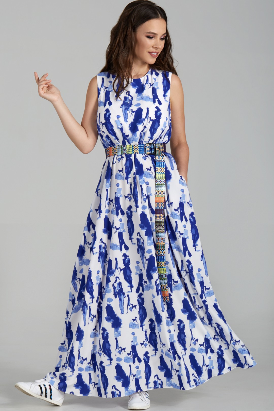 Платье ТЭФФИ-стиль 1484 бело-синий