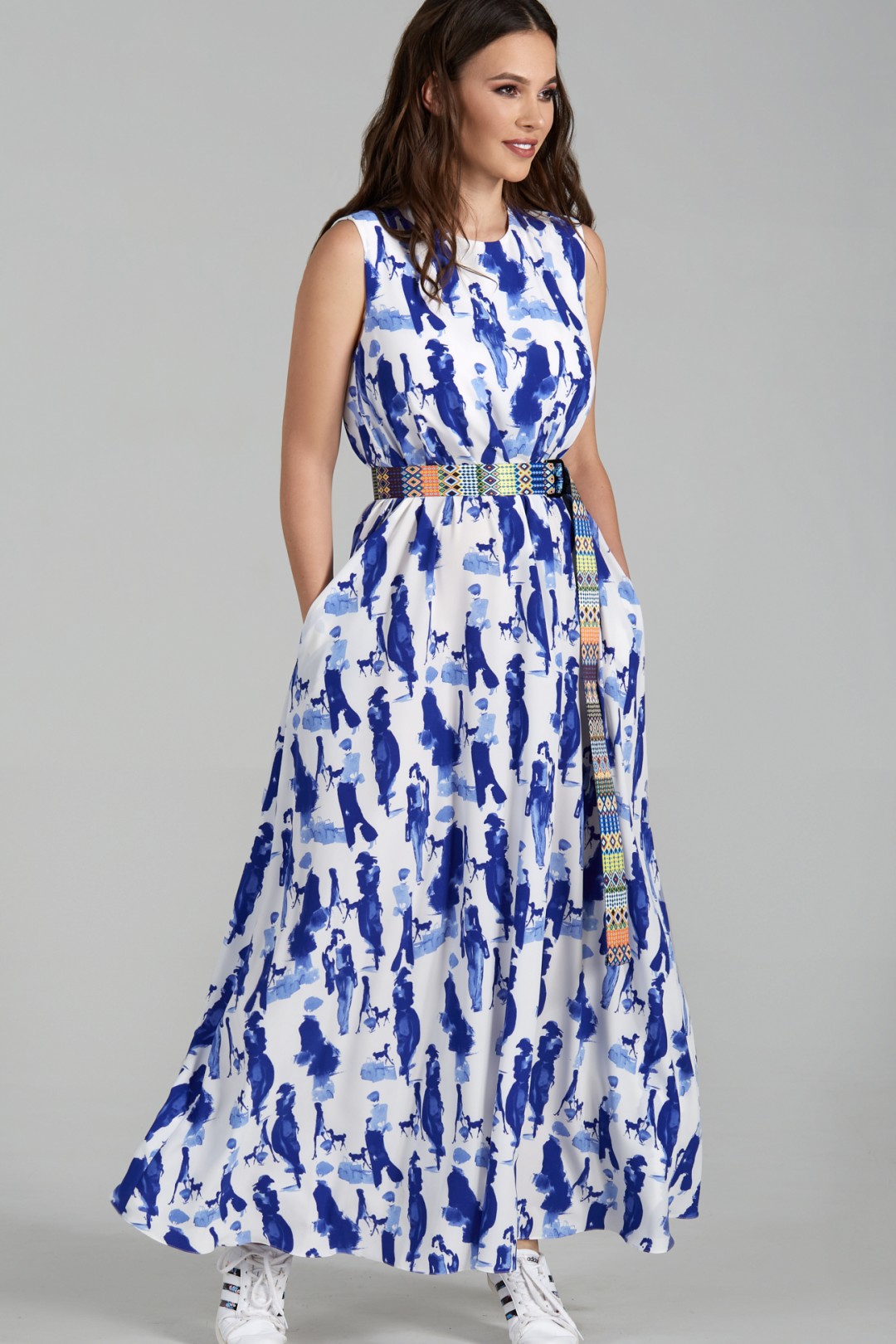 Платье ТЭФФИ-стиль 1484 бело-синий