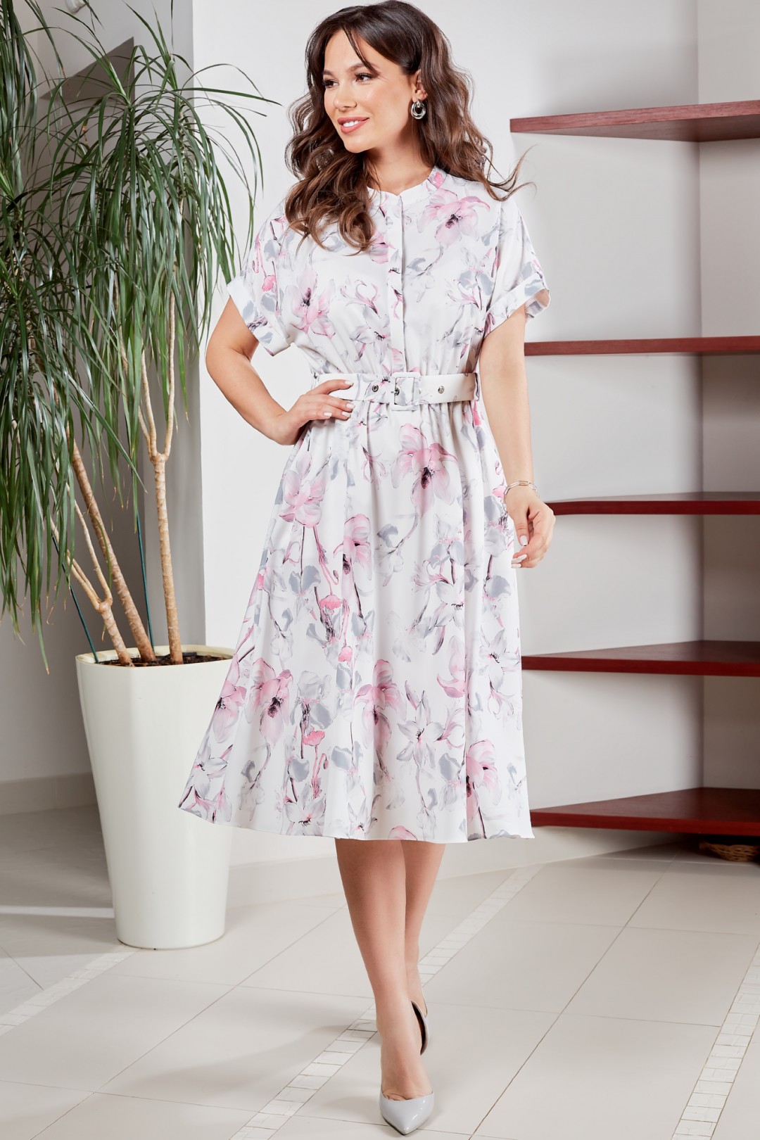 Платье ТЭФФИ-стиль 1550 розовые лилии