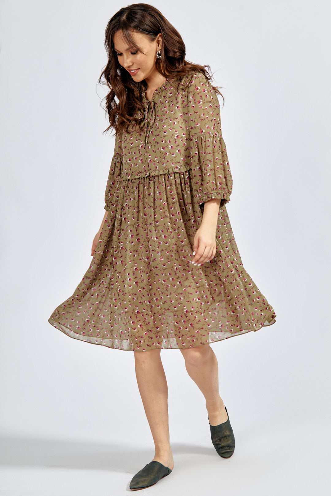 Платье ТЭФФИ-стиль 1633 пыльно-оливковый
