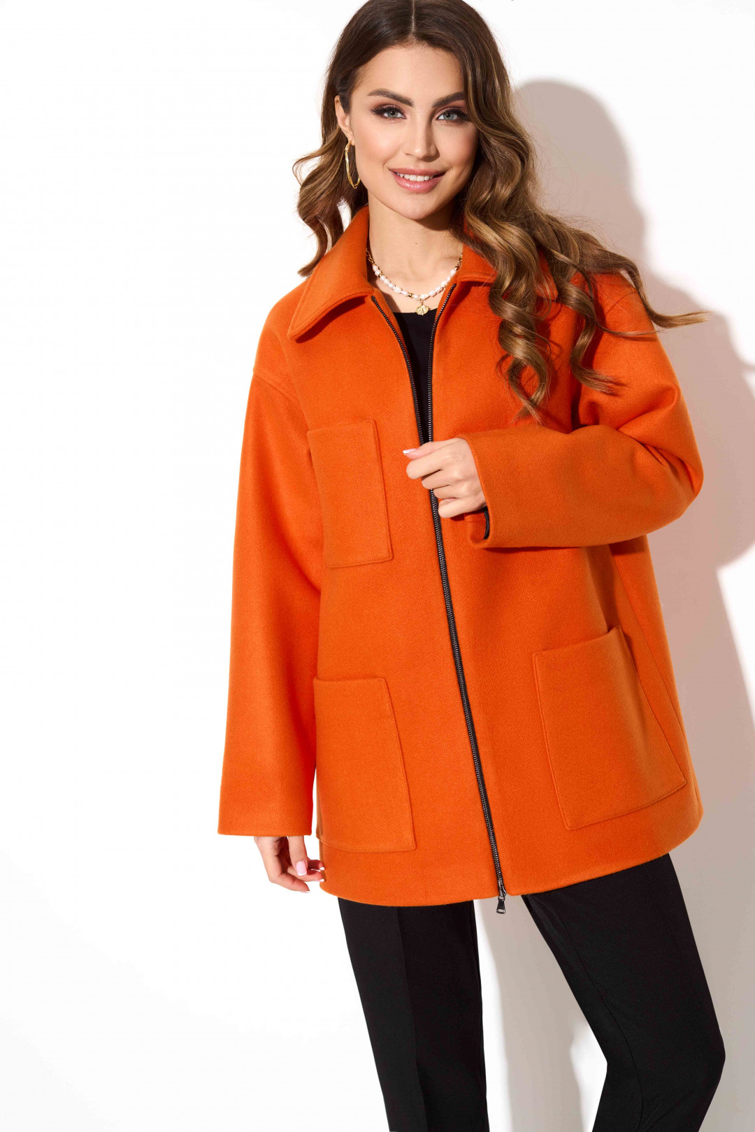 Пальто TEZA 3791 оранжевый
