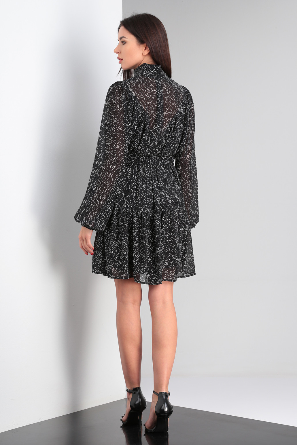 Платье Viola Style 01001 черный в горошек