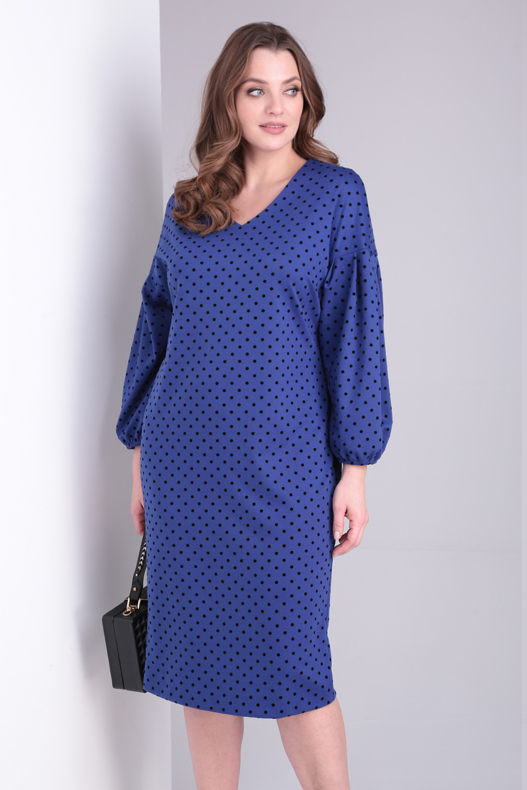 Платье Viola Style 01007 синий в горошек