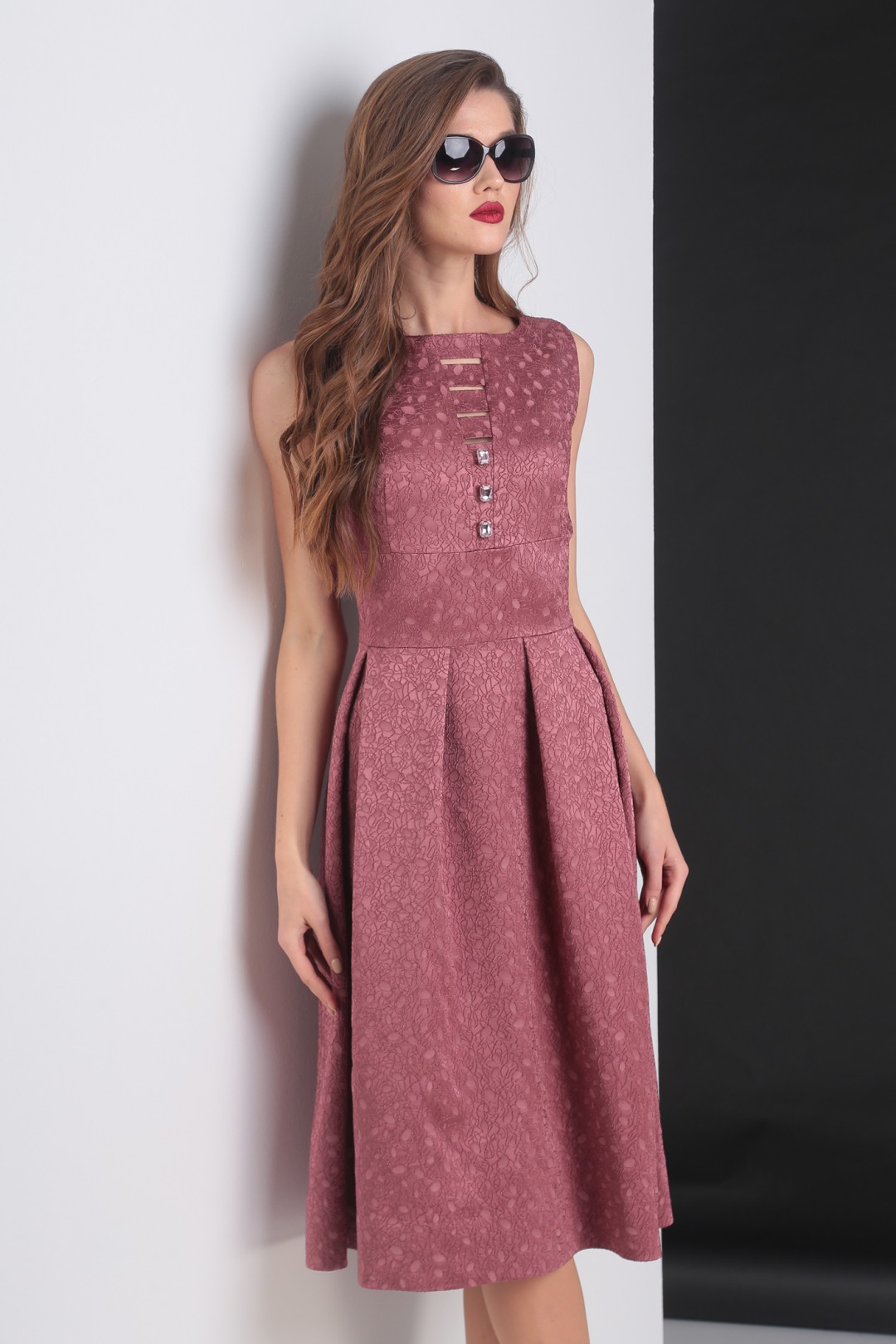 Платье Viola Style 0807 тёмно-розовый