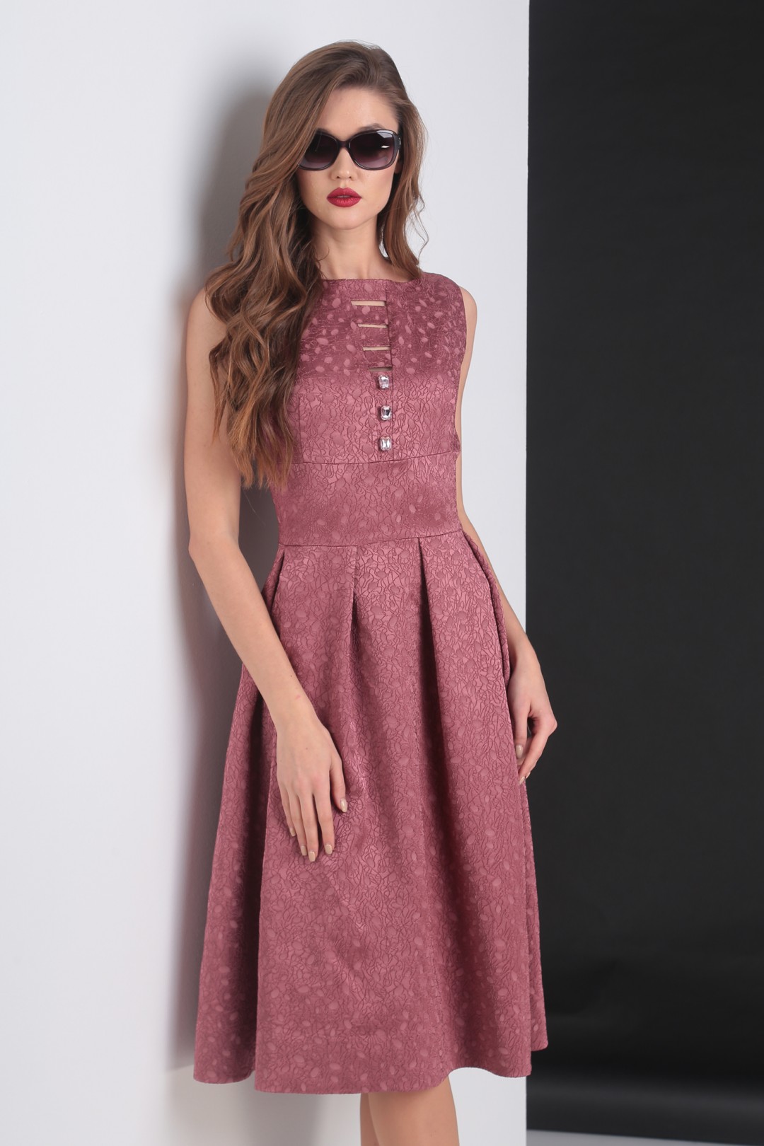Платье Viola Style 0807 тёмно-розовый