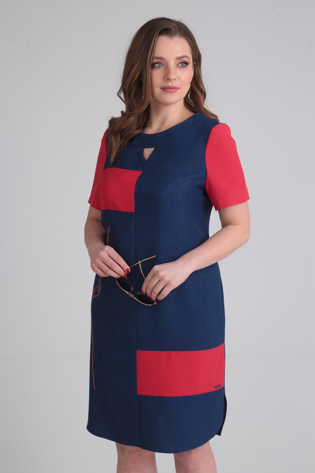 Платье Viola Style 0831 синий с красным