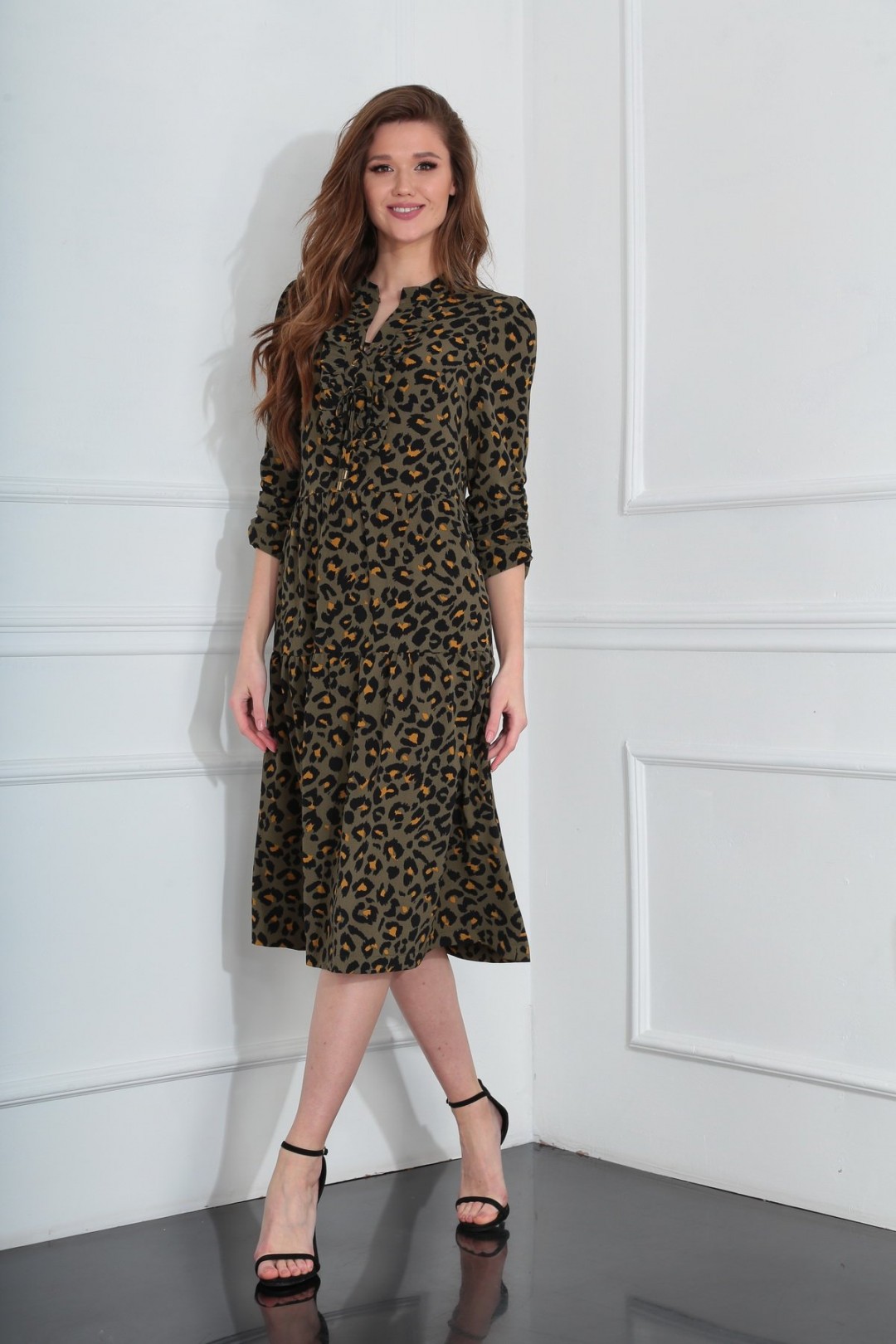 Платье Viola Style 0916 леопардовый принт